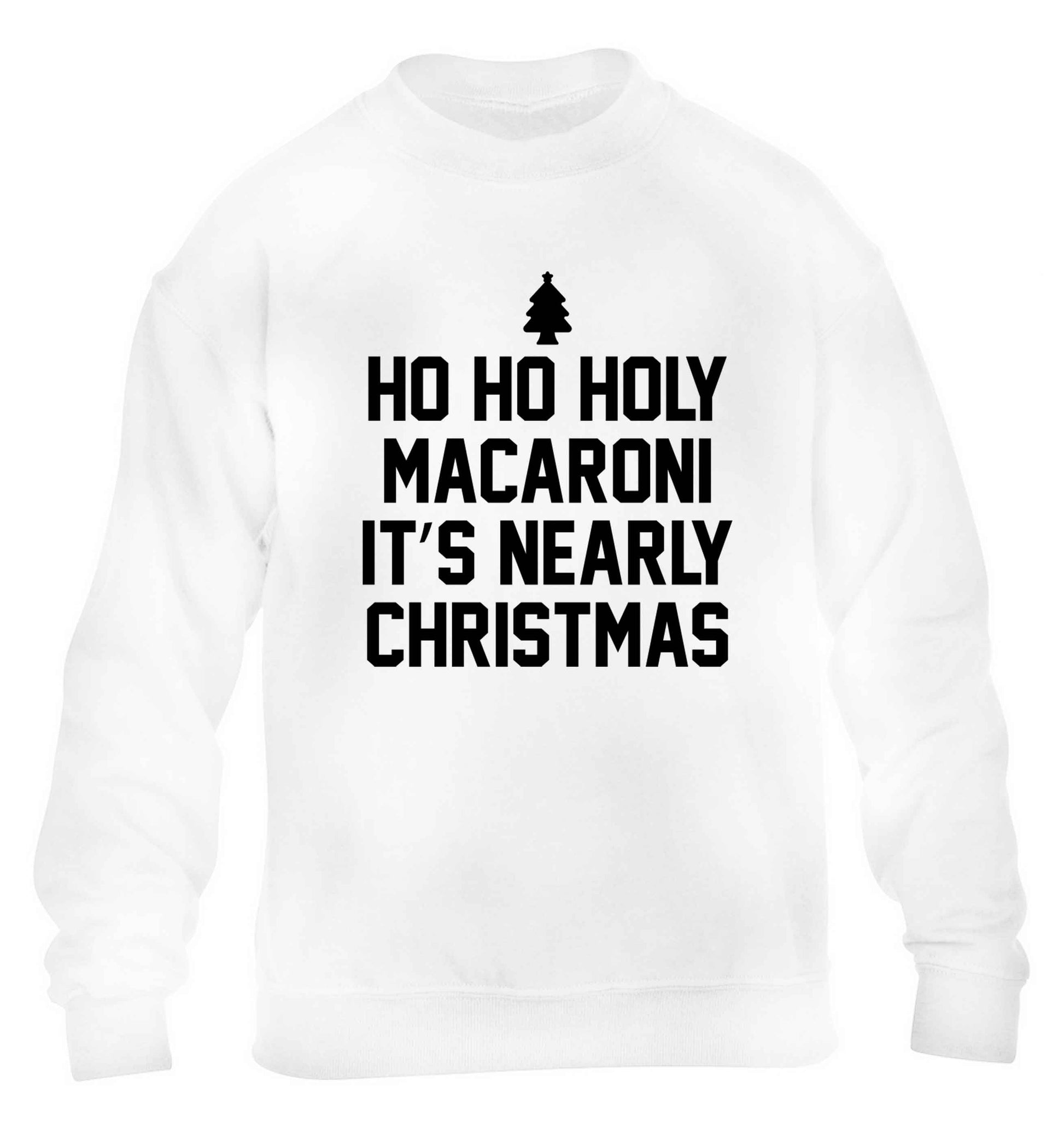 Ho ho holy macaroni it's nearly Christmas children's white sweater 12-13 Years