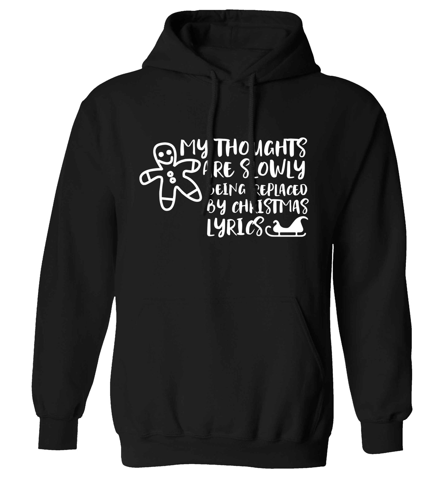 My thoughts are slowly being replaced by Christmas lyrics adults unisex black hoodie 2XL
