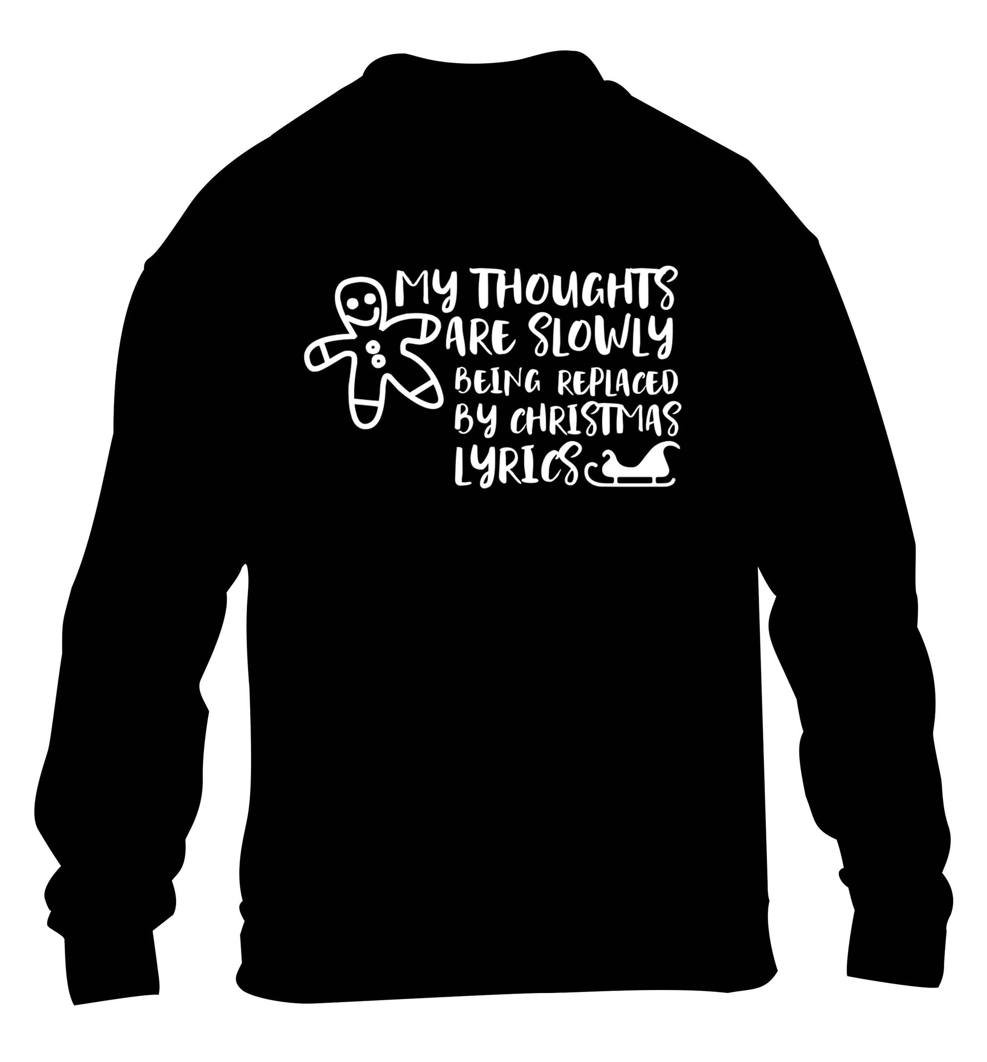 My thoughts are slowly being replaced by Christmas lyrics children's black sweater 12-13 Years