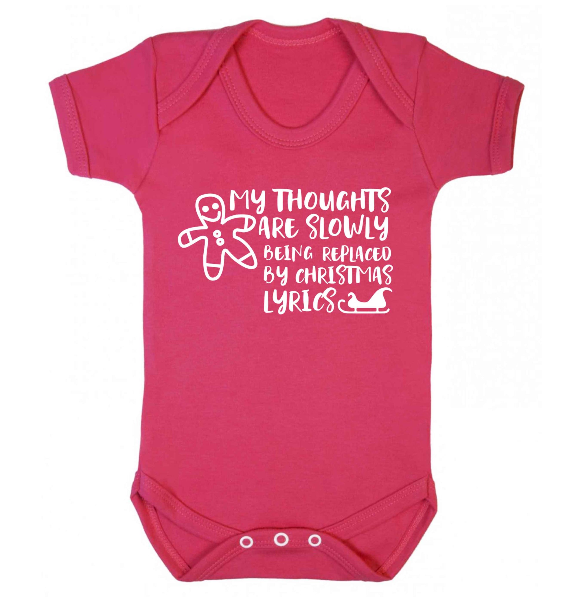 My thoughts are slowly being replaced by Christmas lyrics Baby Vest dark pink 18-24 months