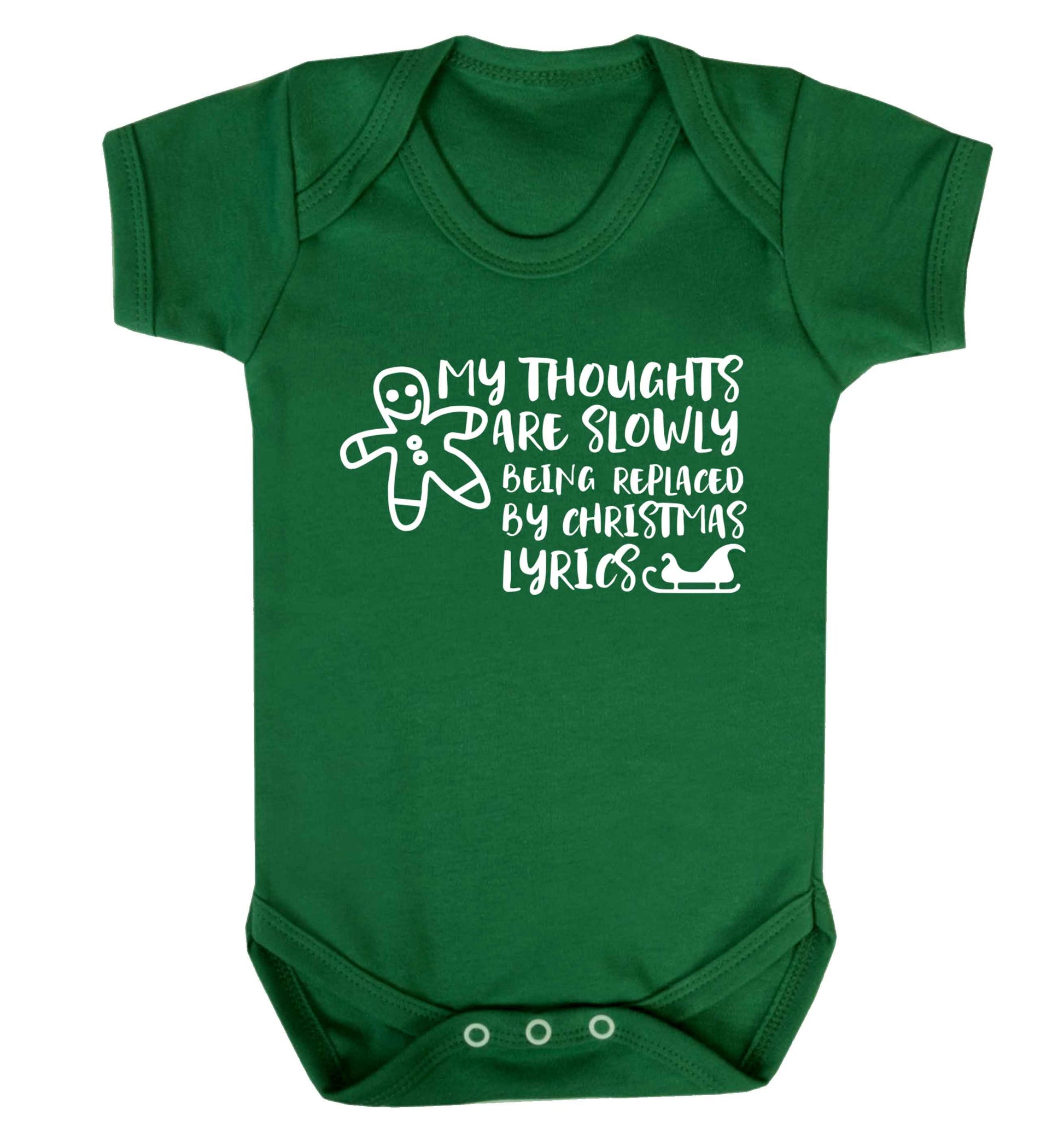 My thoughts are slowly being replaced by Christmas lyrics Baby Vest green 18-24 months