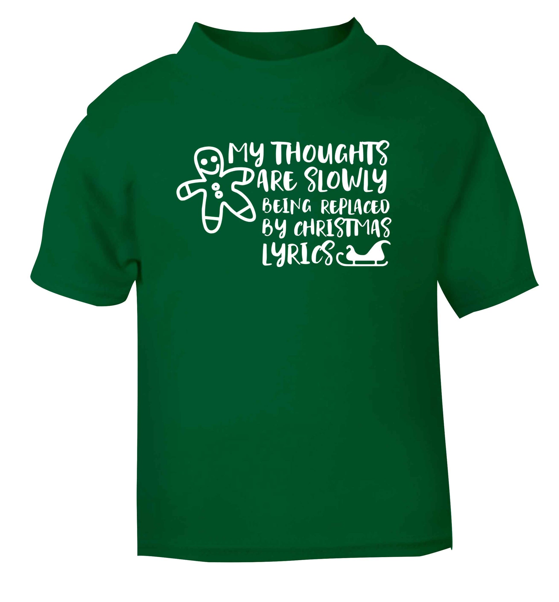 My thoughts are slowly being replaced by Christmas lyrics green Baby Toddler Tshirt 2 Years