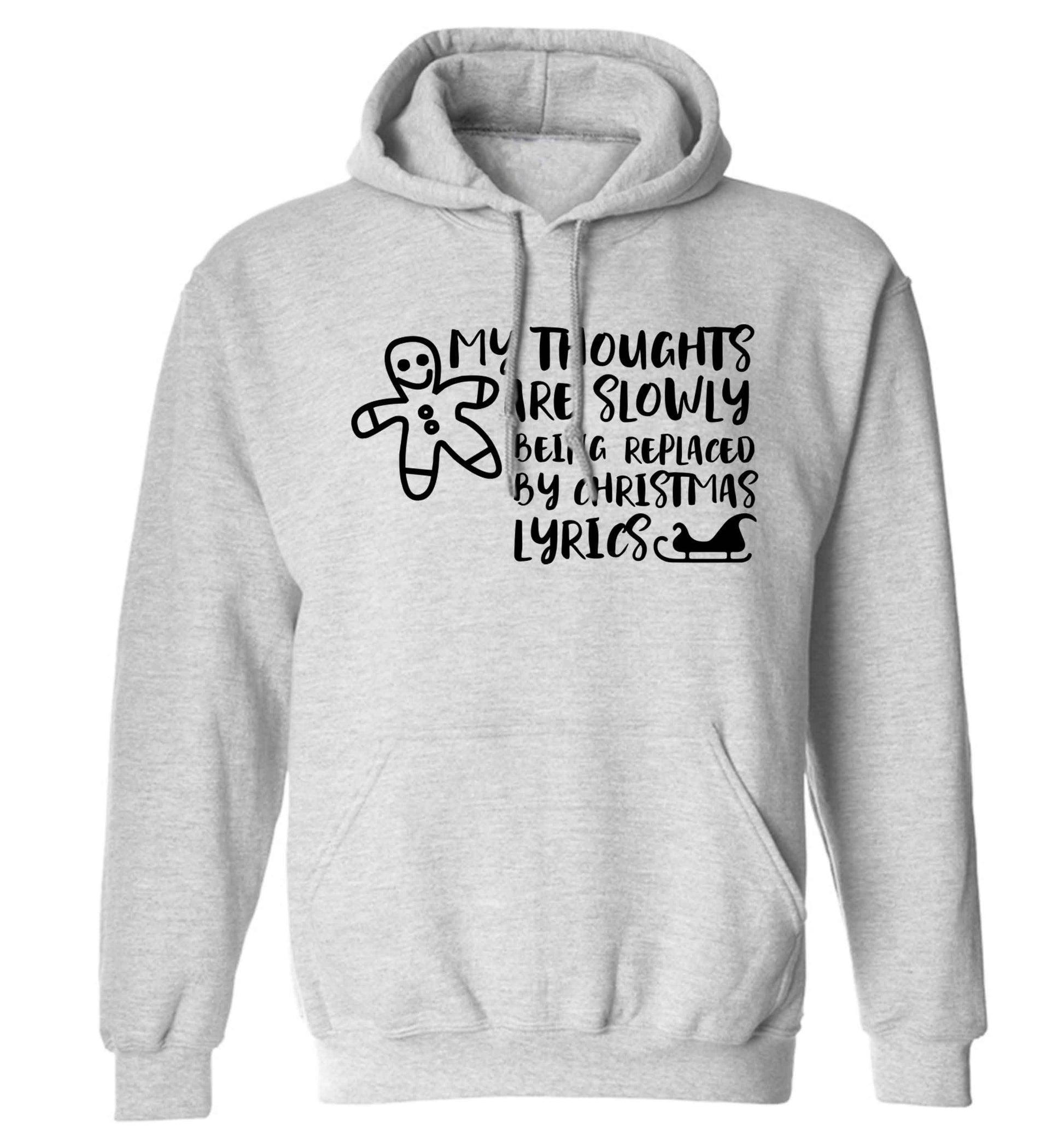 My thoughts are slowly being replaced by Christmas lyrics adults unisex grey hoodie 2XL