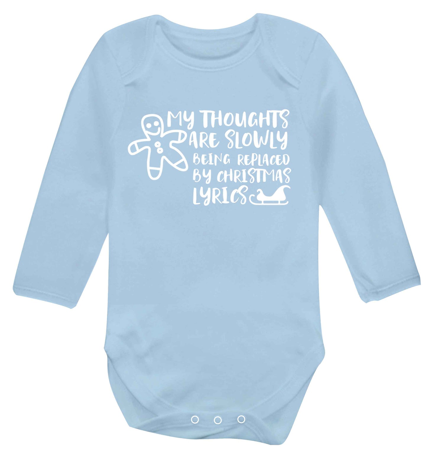 My thoughts are slowly being replaced by Christmas lyrics Baby Vest long sleeved pale blue 6-12 months