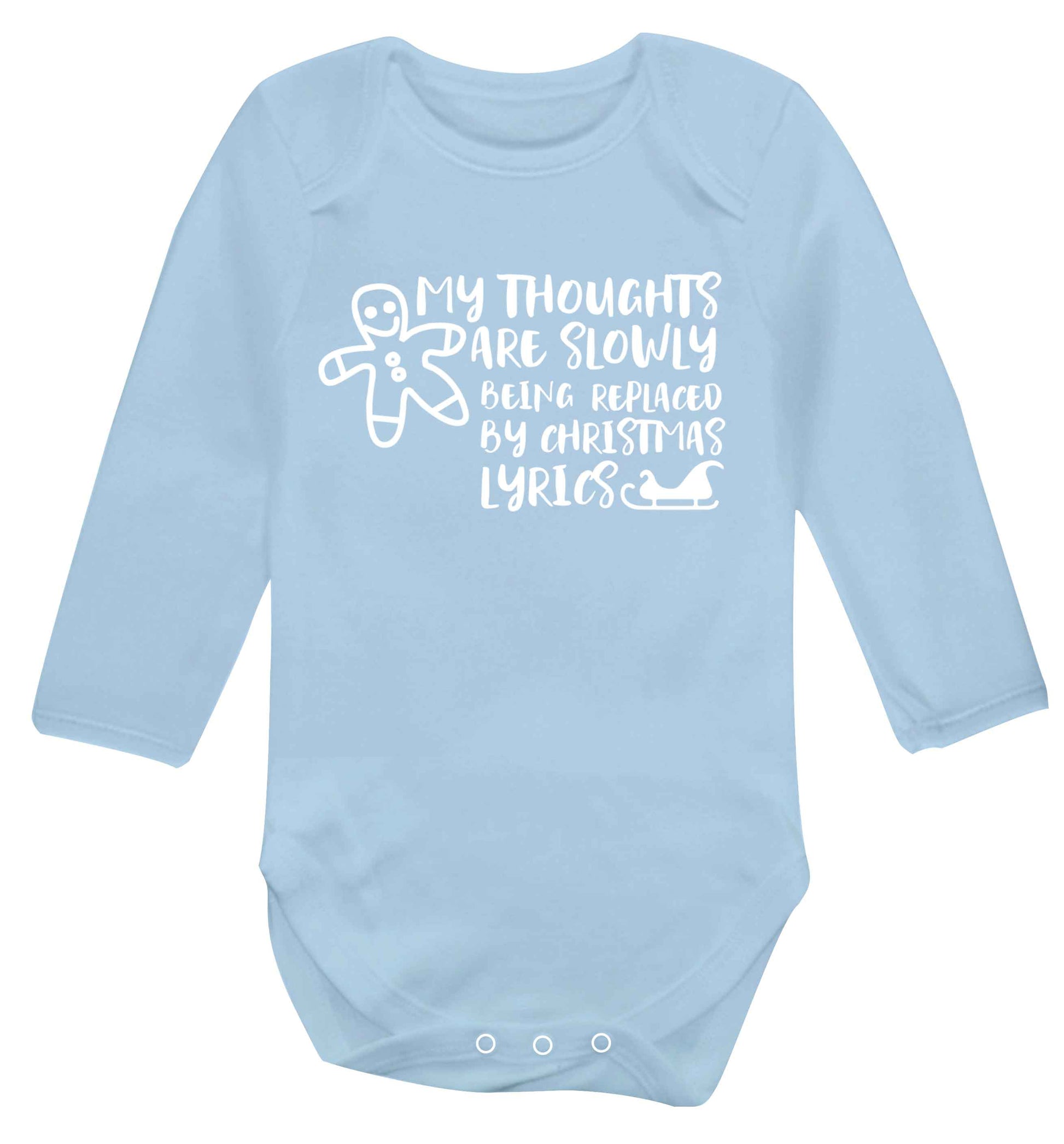 My thoughts are slowly being replaced by Christmas lyrics Baby Vest long sleeved pale blue 6-12 months