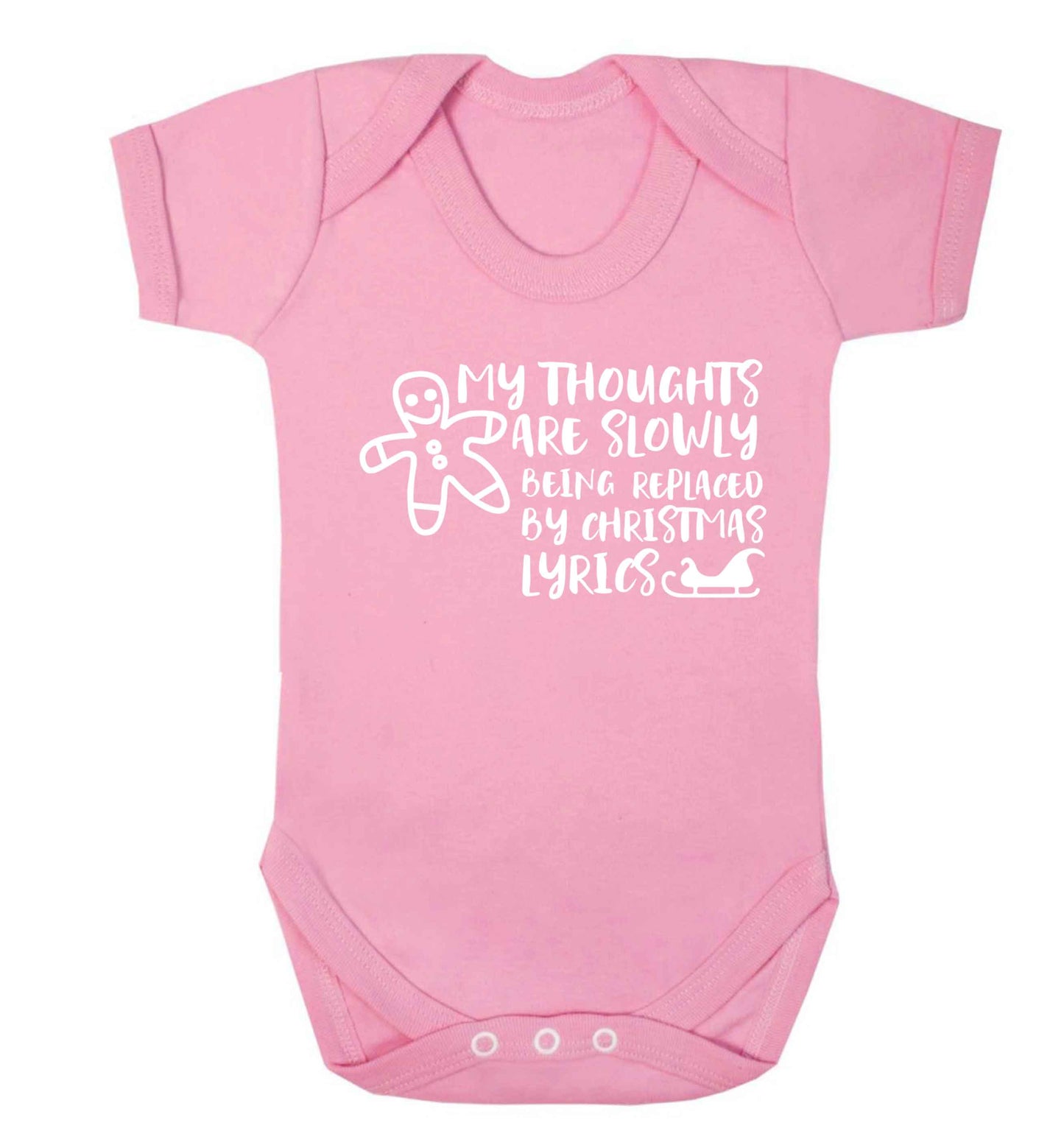 My thoughts are slowly being replaced by Christmas lyrics Baby Vest pale pink 18-24 months
