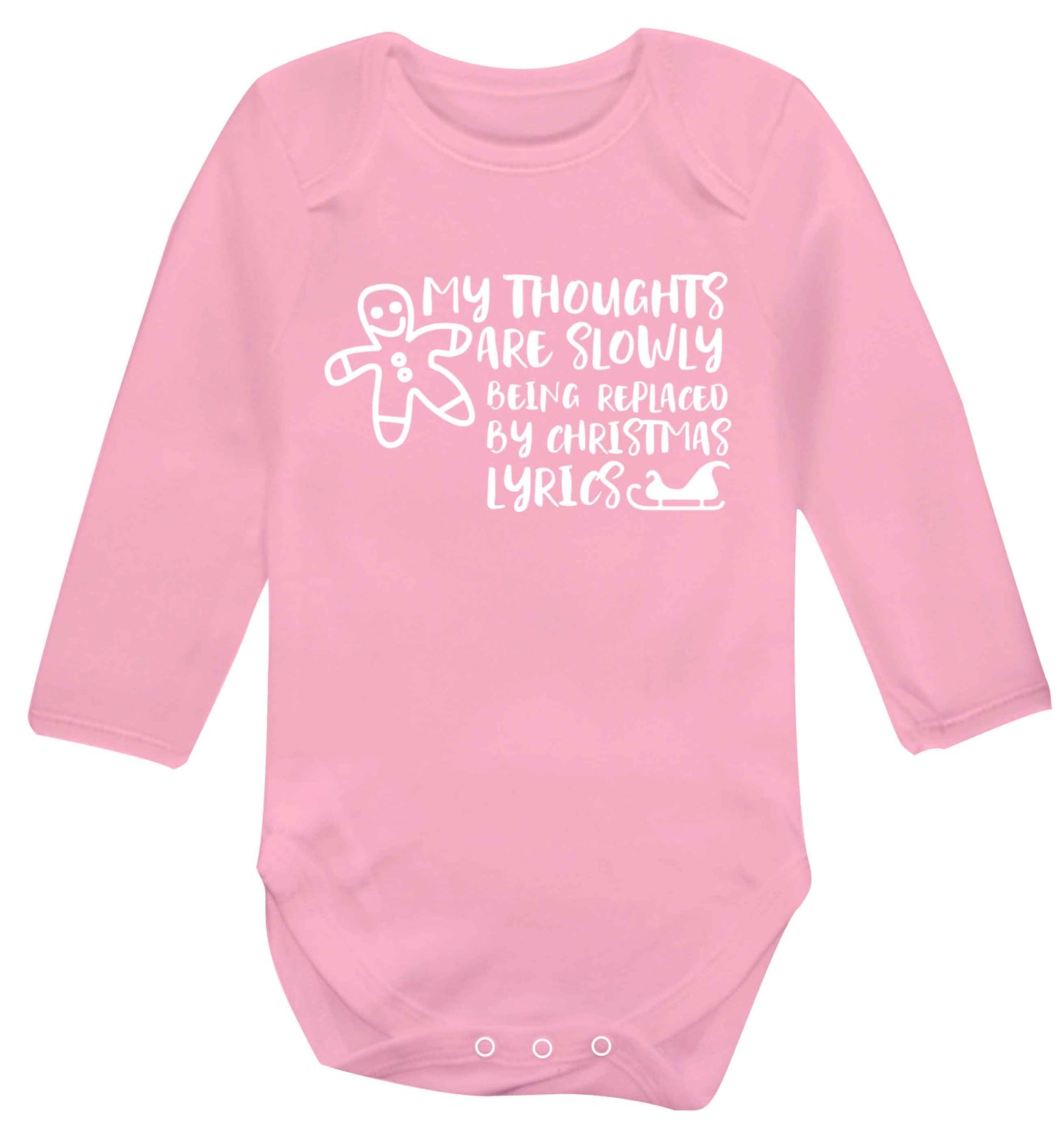 My thoughts are slowly being replaced by Christmas lyrics Baby Vest long sleeved pale pink 6-12 months