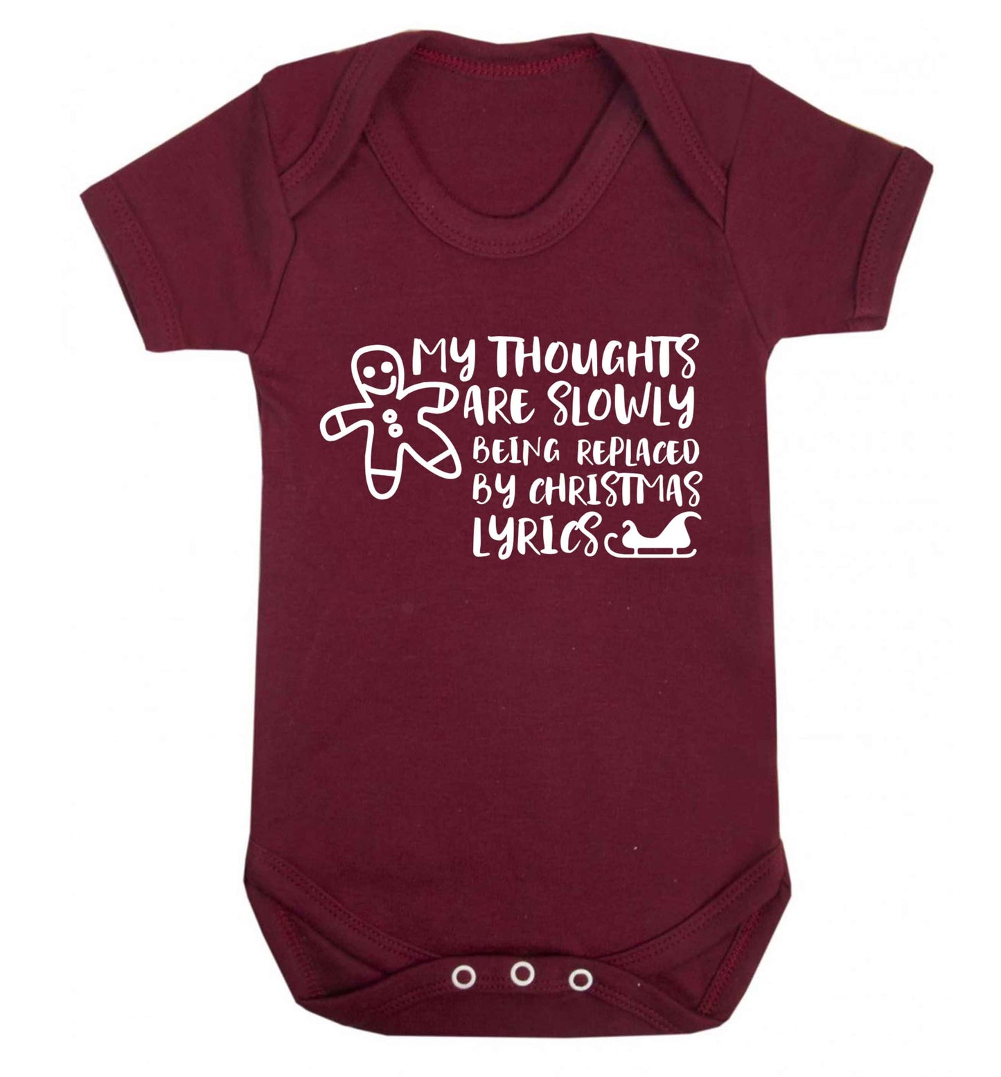 My thoughts are slowly being replaced by Christmas lyrics Baby Vest maroon 18-24 months