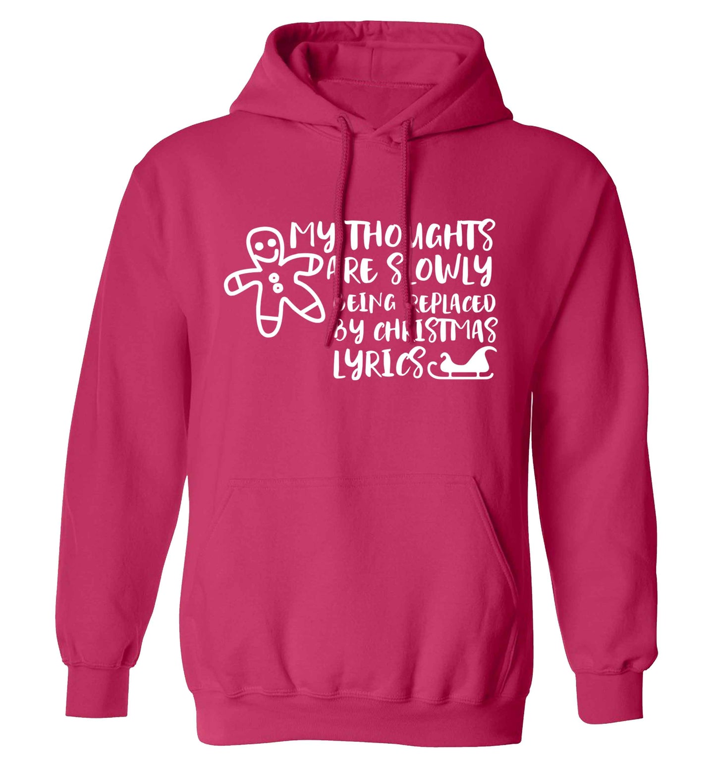 My thoughts are slowly being replaced by Christmas lyrics adults unisex pink hoodie 2XL