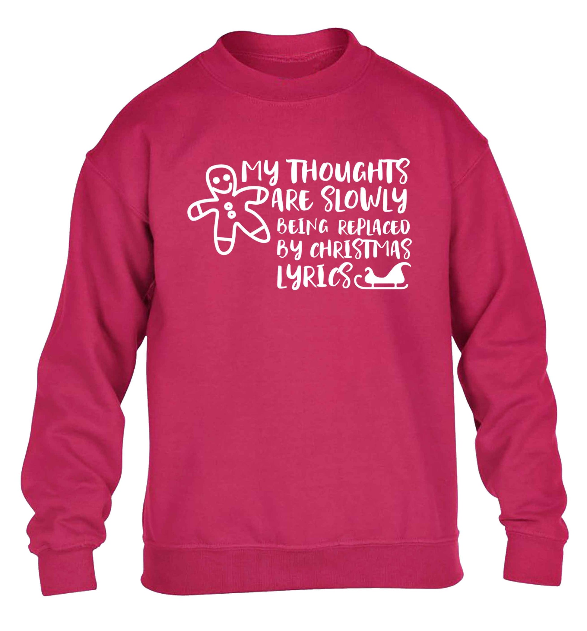 My thoughts are slowly being replaced by Christmas lyrics children's pink sweater 12-13 Years