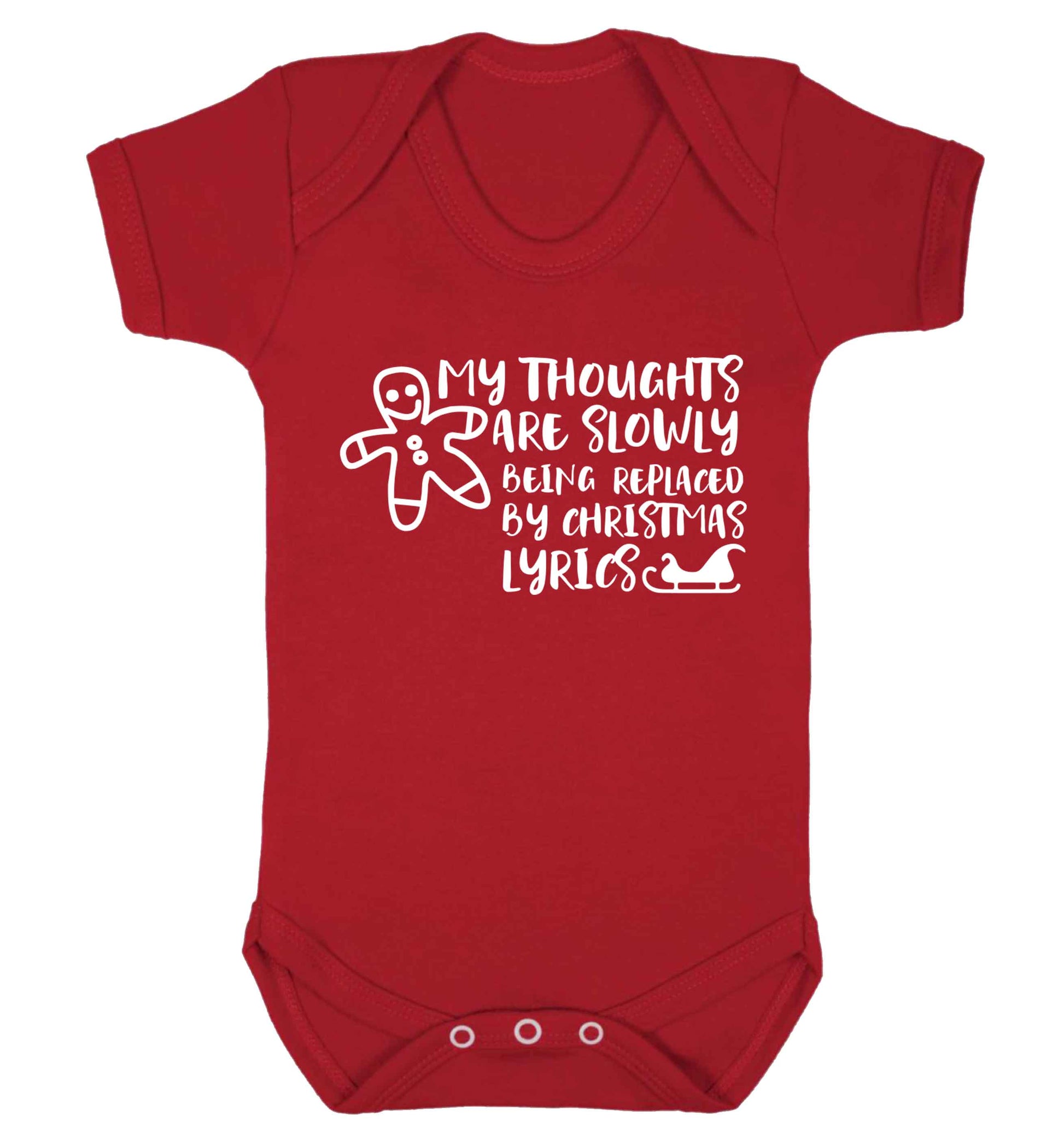 My thoughts are slowly being replaced by Christmas lyrics Baby Vest red 18-24 months