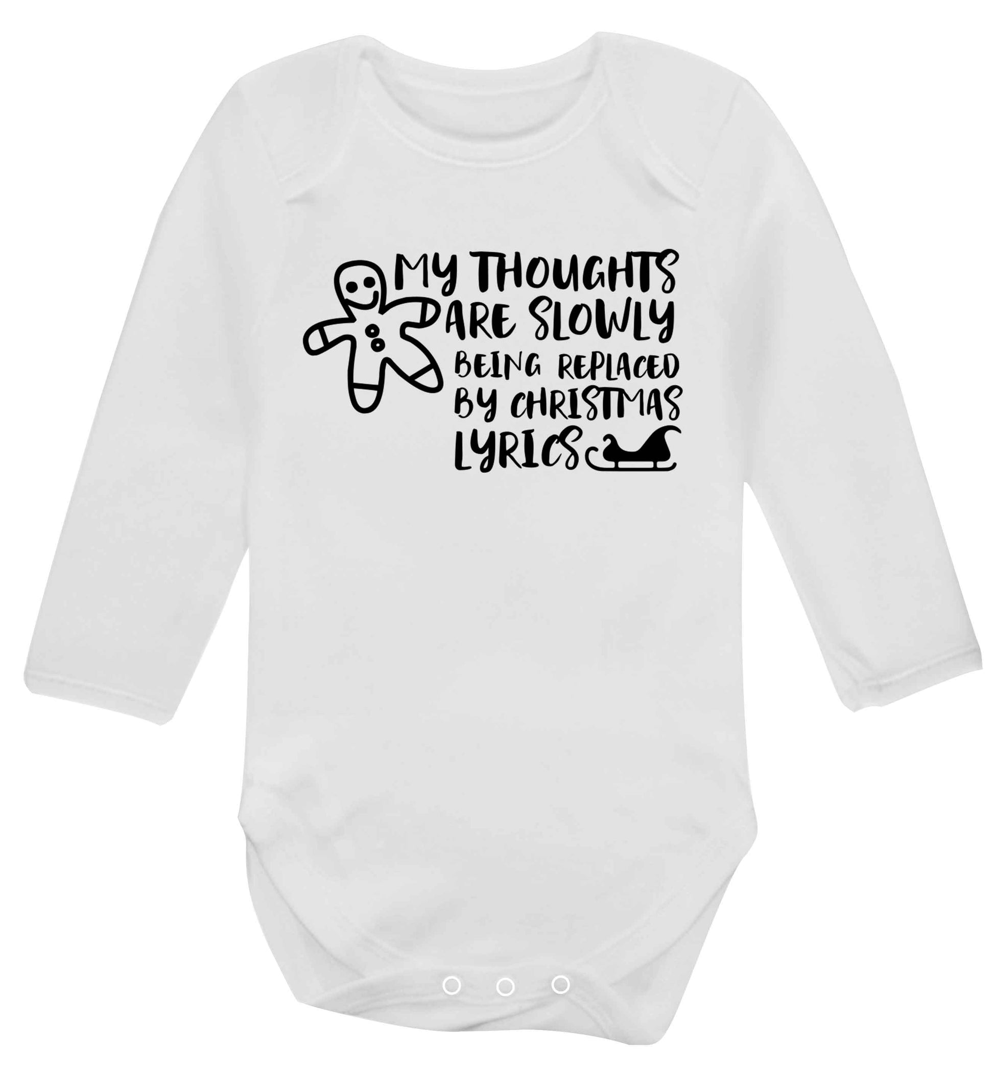 My thoughts are slowly being replaced by Christmas lyrics Baby Vest long sleeved white 6-12 months