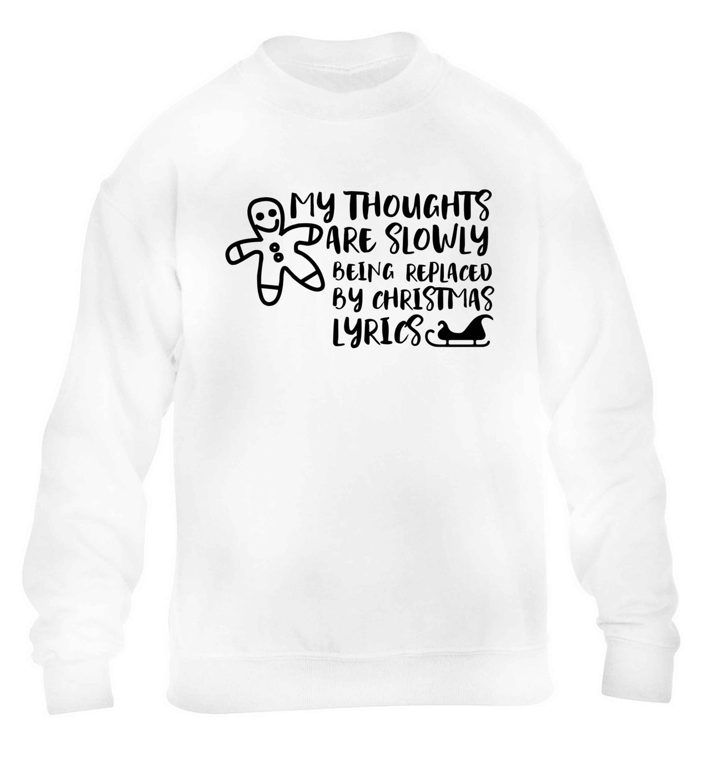 My thoughts are slowly being replaced by Christmas lyrics children's white sweater 12-13 Years