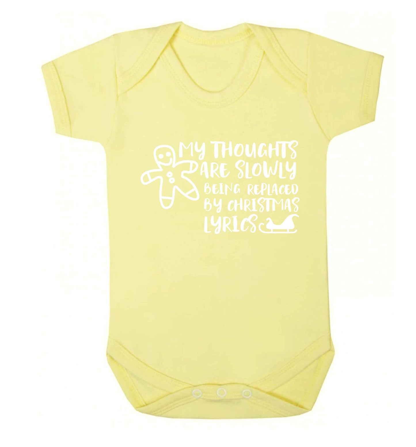 My thoughts are slowly being replaced by Christmas lyrics Baby Vest pale yellow 18-24 months