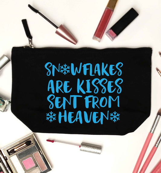 Snowflakes are kisses sent from heaven black makeup bag