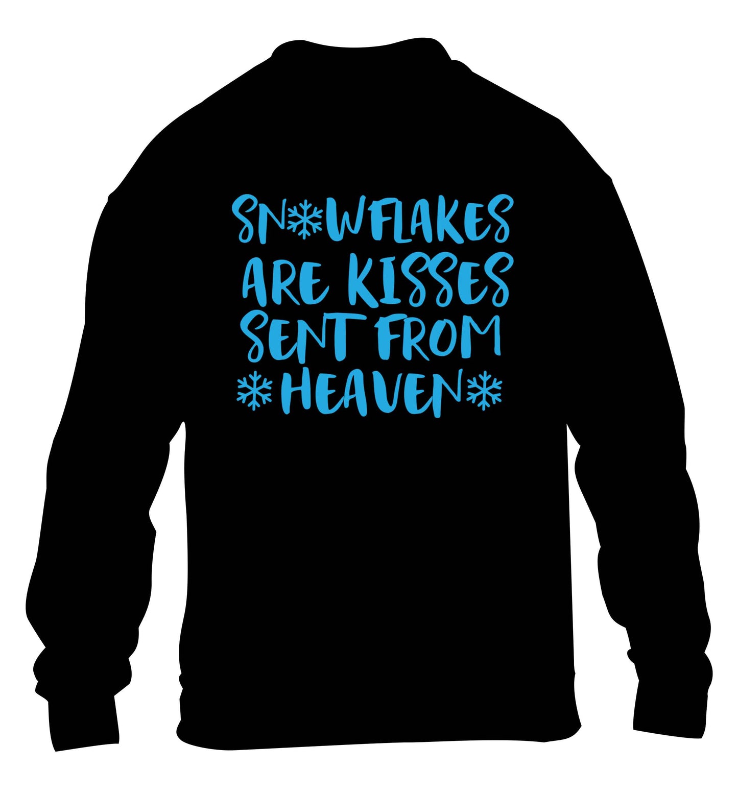 Snowflakes are kisses sent from heaven children's black sweater 12-13 Years