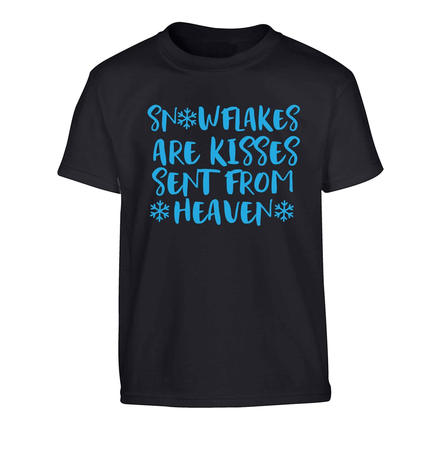 Snowflakes are kisses sent from heaven Children's black Tshirt 12-13 Years