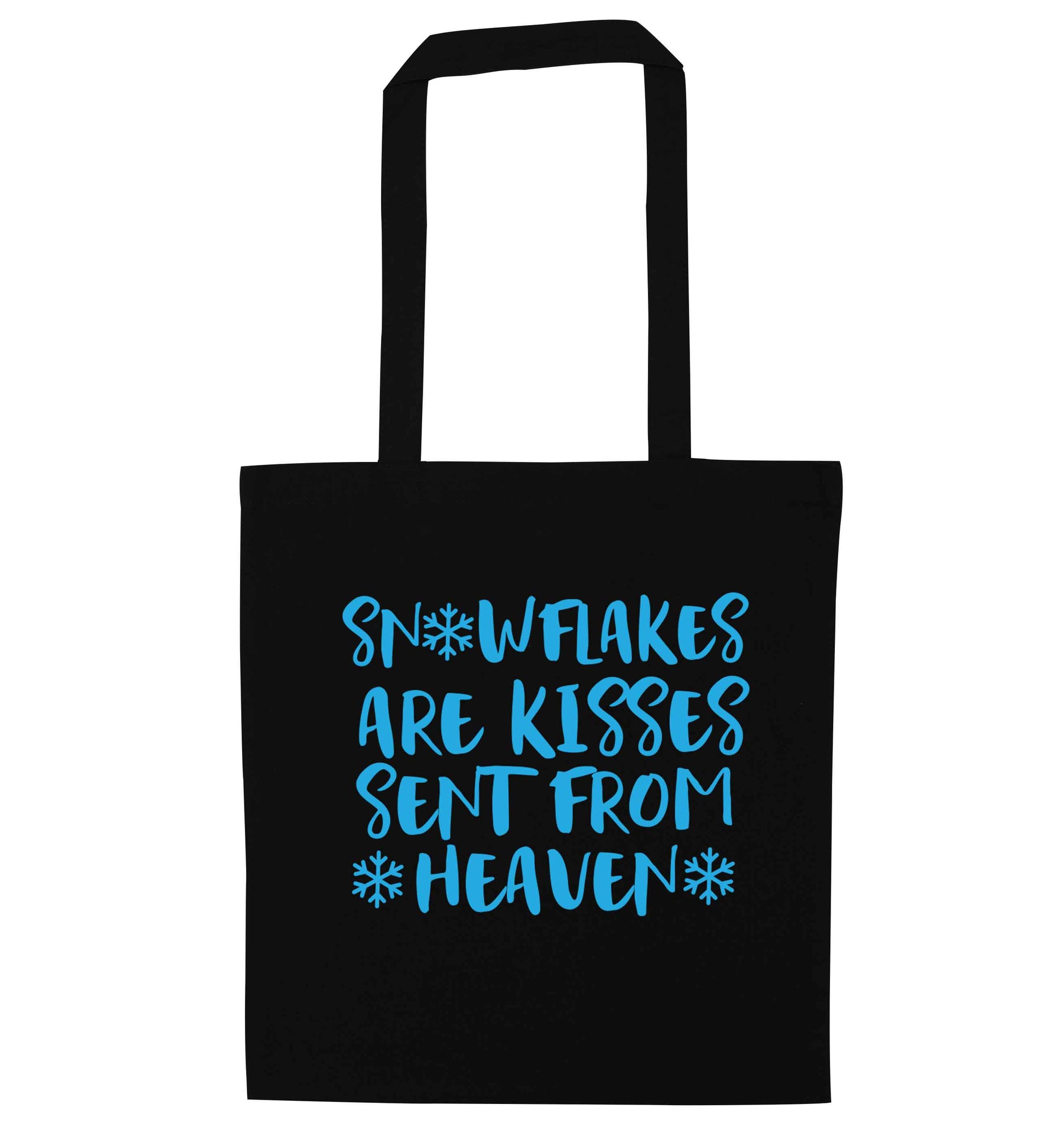 Snowflakes are kisses sent from heaven black tote bag