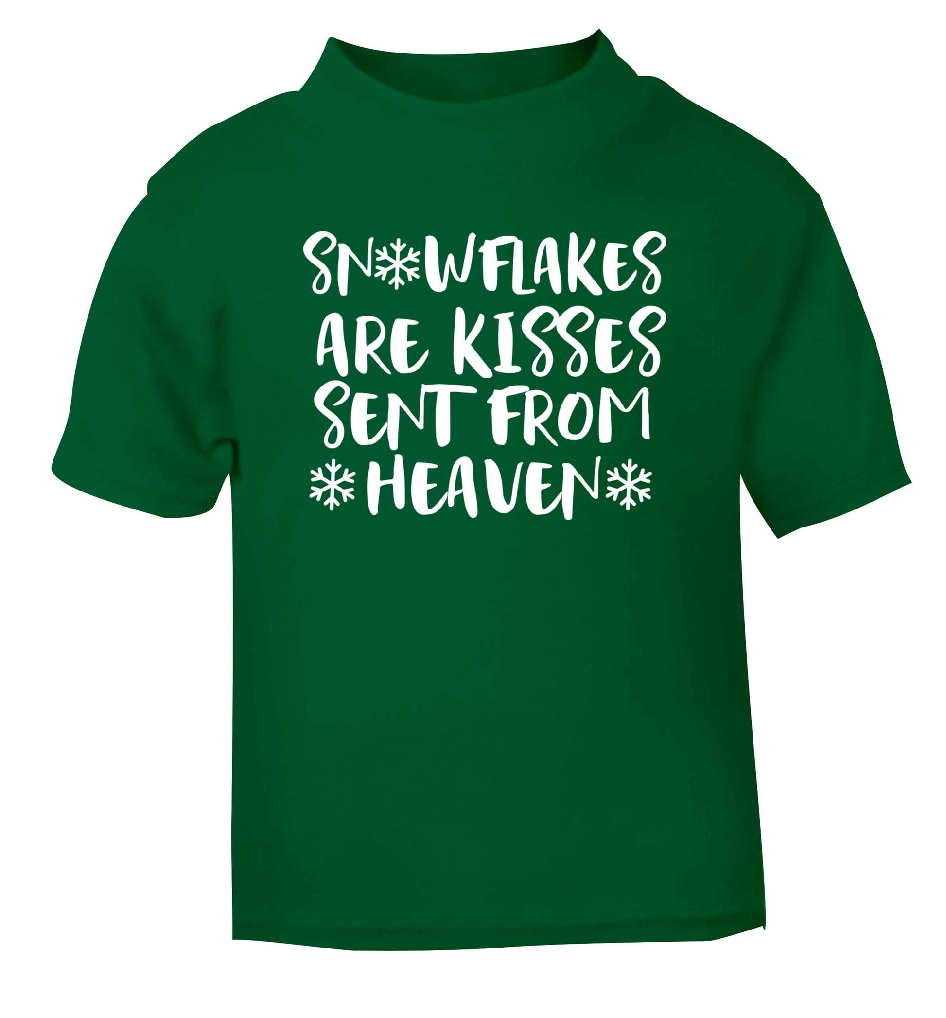 Snowflakes are kisses sent from heaven green Baby Toddler Tshirt 2 Years