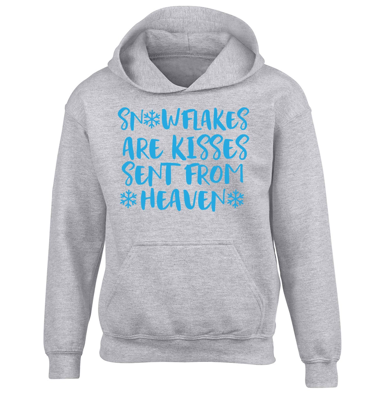 Snowflakes are kisses sent from heaven children's grey hoodie 12-13 Years