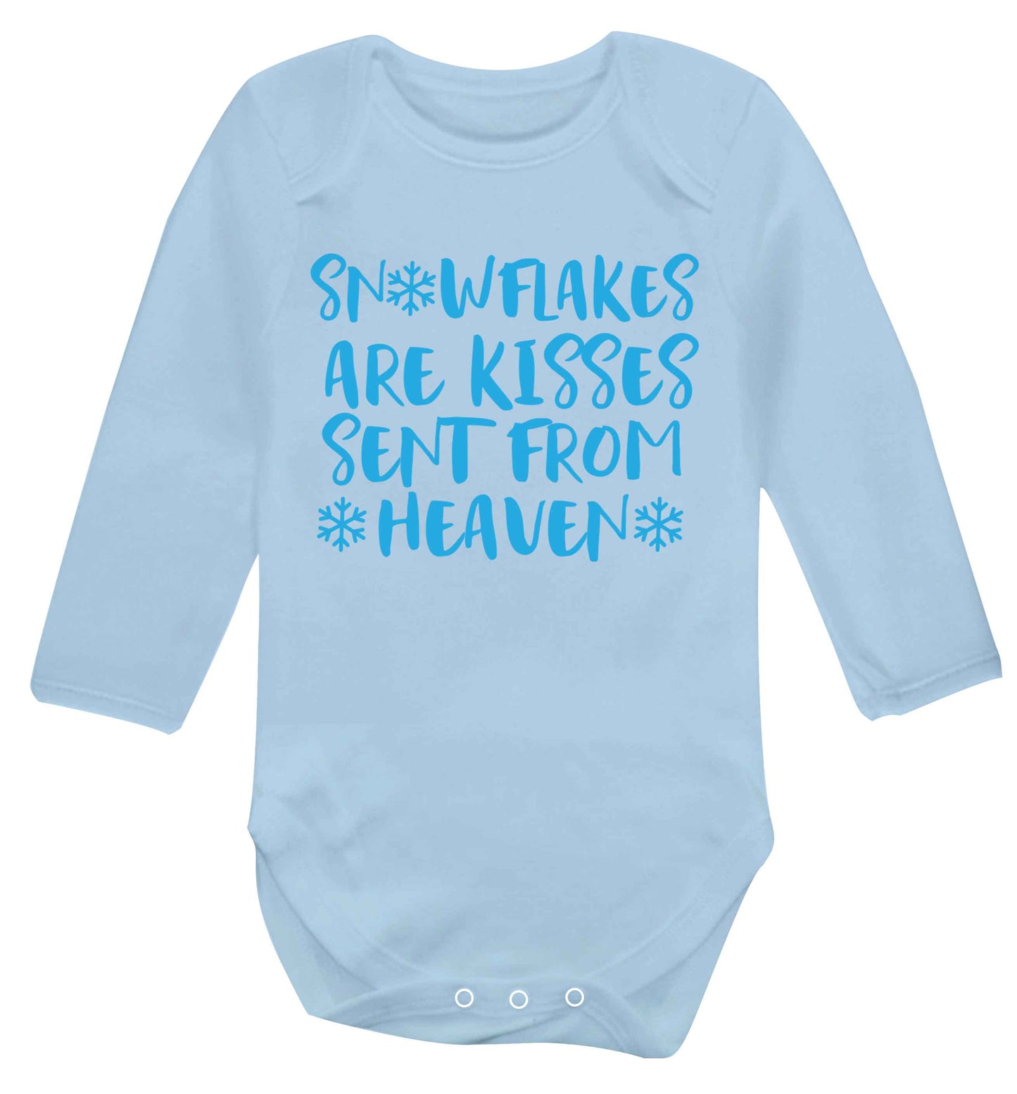 Snowflakes are kisses sent from heaven Baby Vest long sleeved pale blue 6-12 months