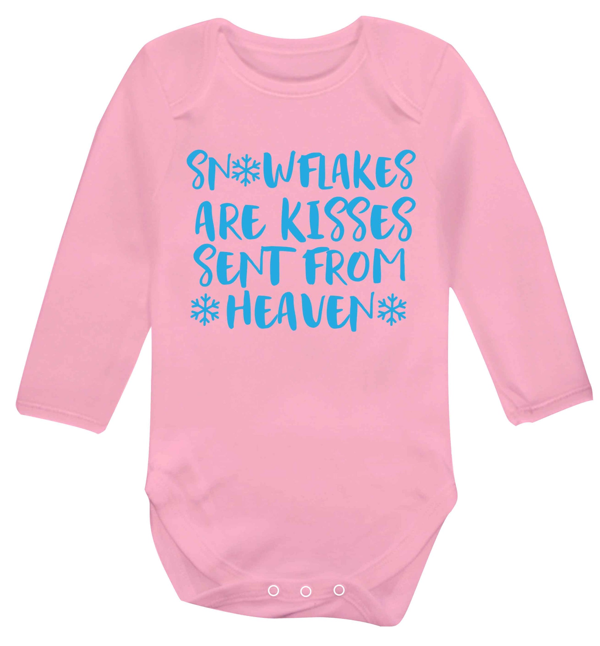 Snowflakes are kisses sent from heaven Baby Vest long sleeved pale pink 6-12 months