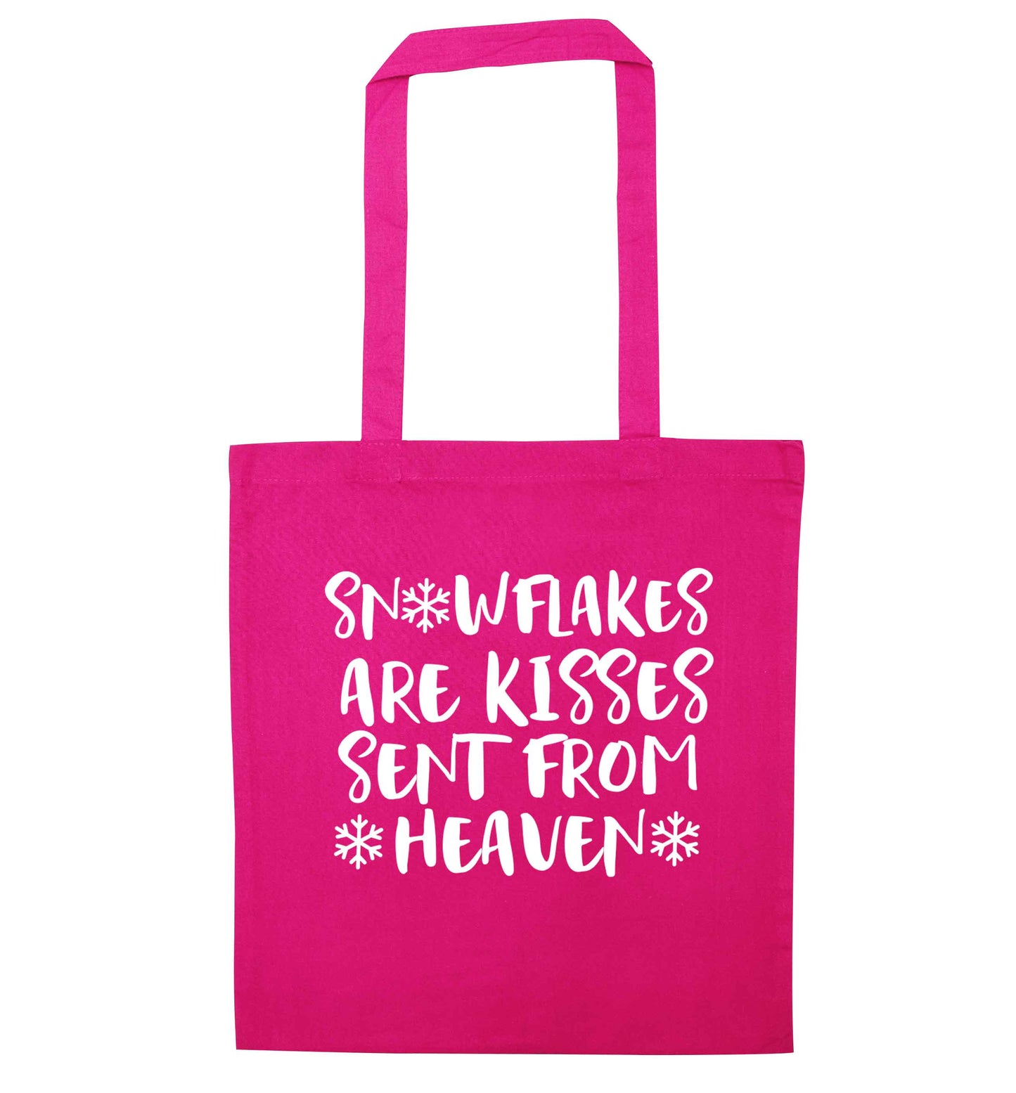 Snowflakes are kisses sent from heaven pink tote bag