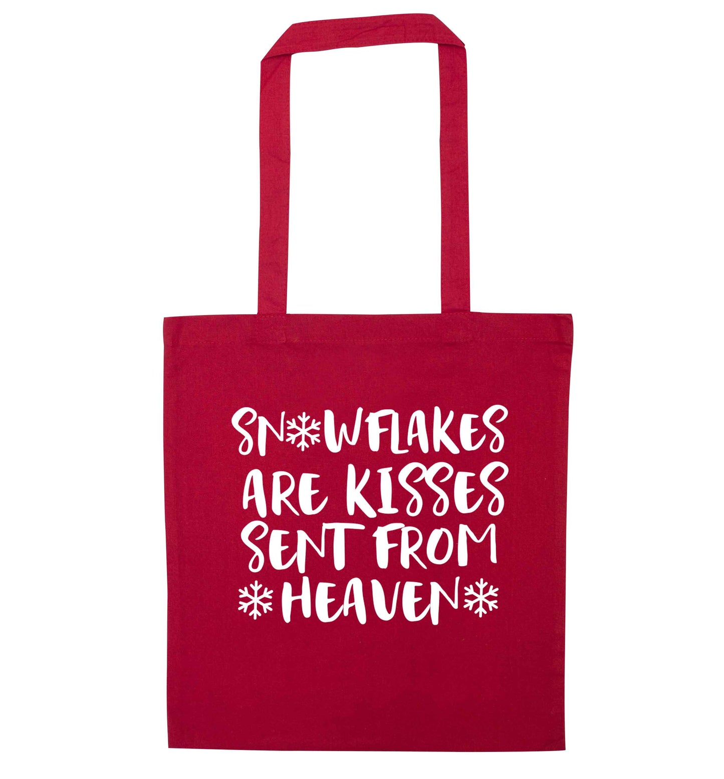 Snowflakes are kisses sent from heaven red tote bag