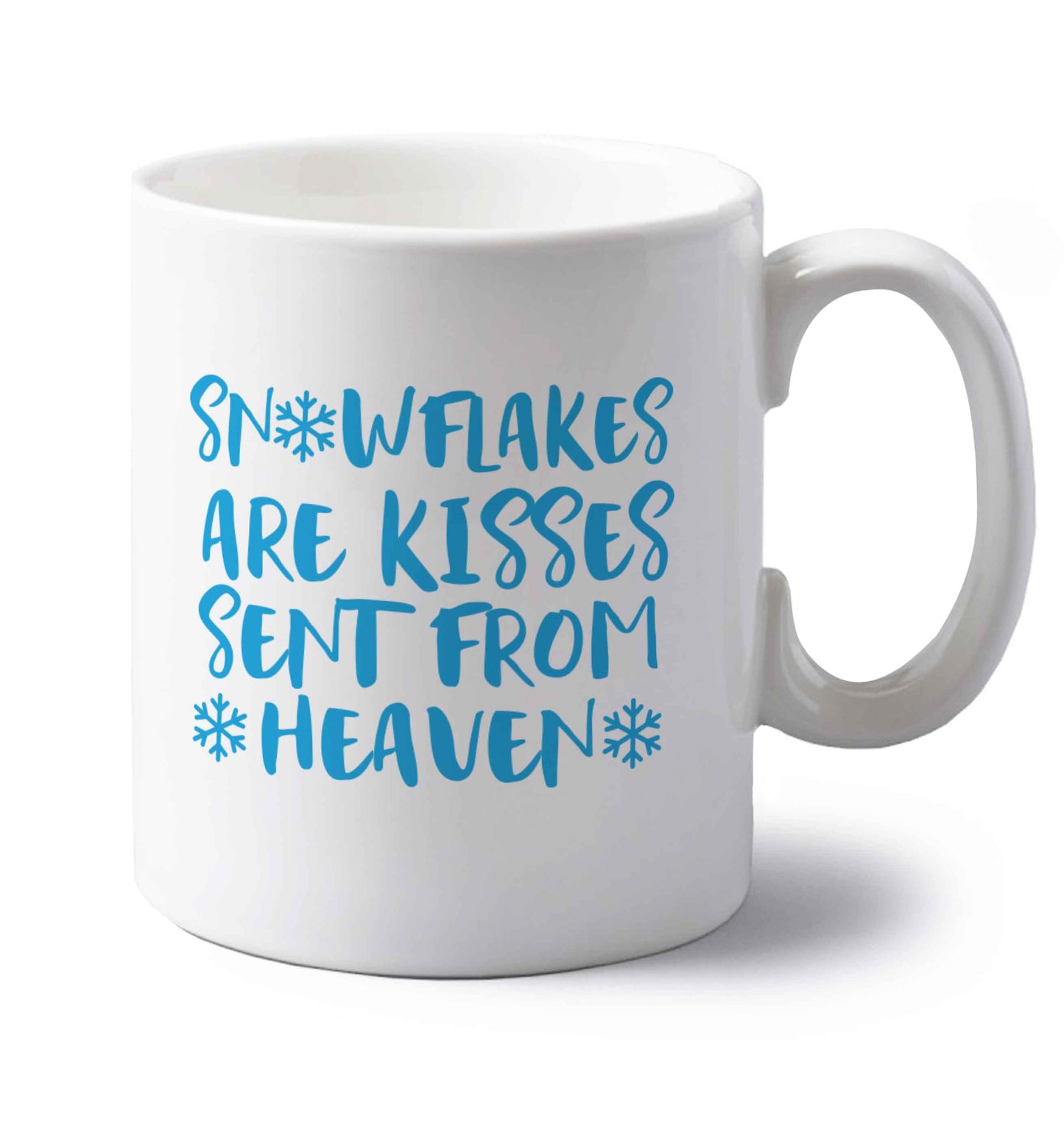 Snowflakes are kisses sent from heaven left handed white ceramic mug 