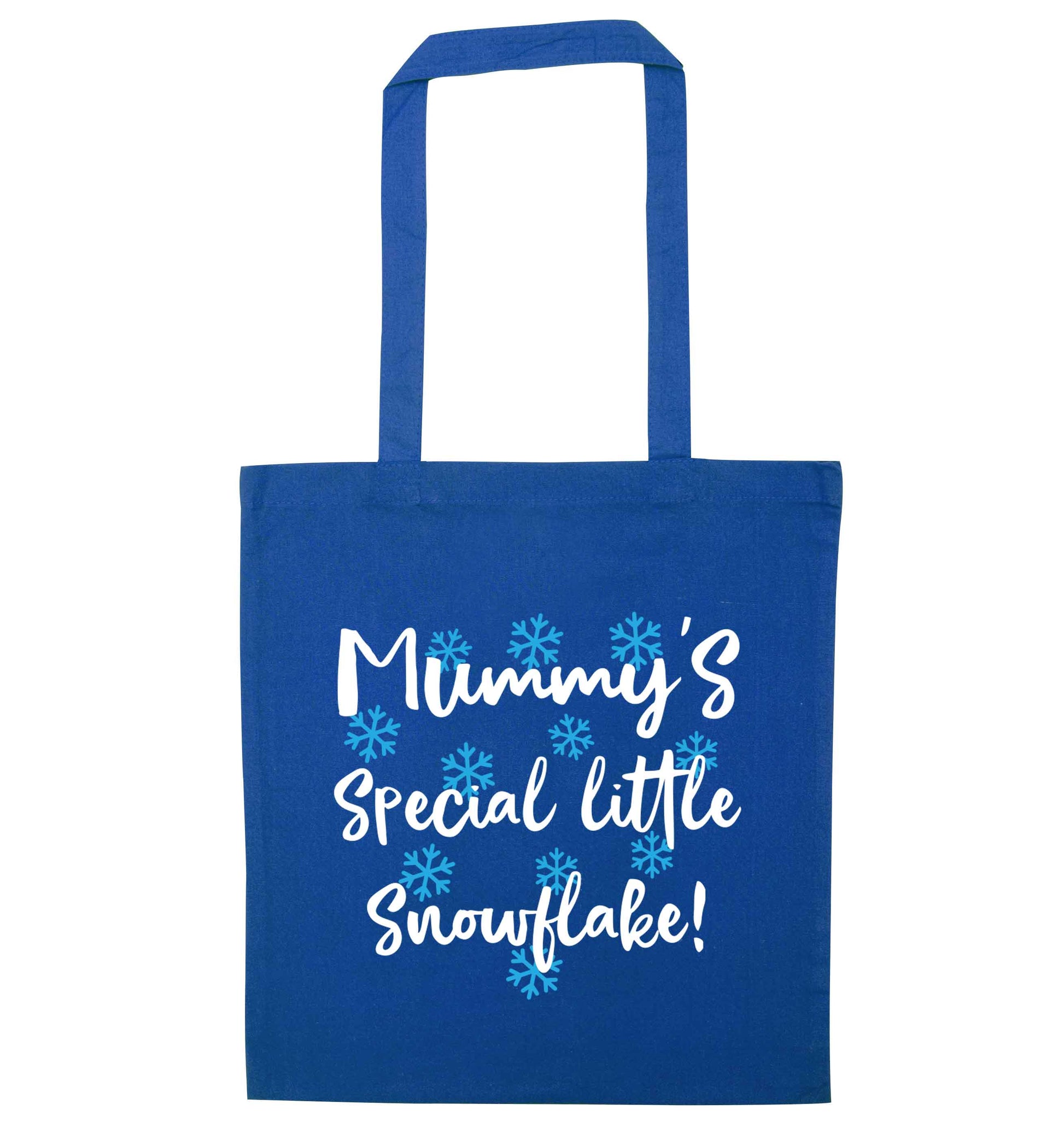 Mummy's special little snowflake blue tote bag