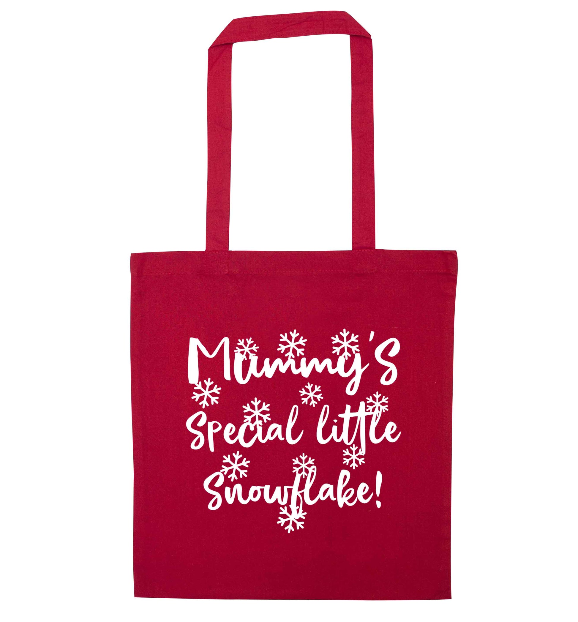 Mummy's special little snowflake red tote bag