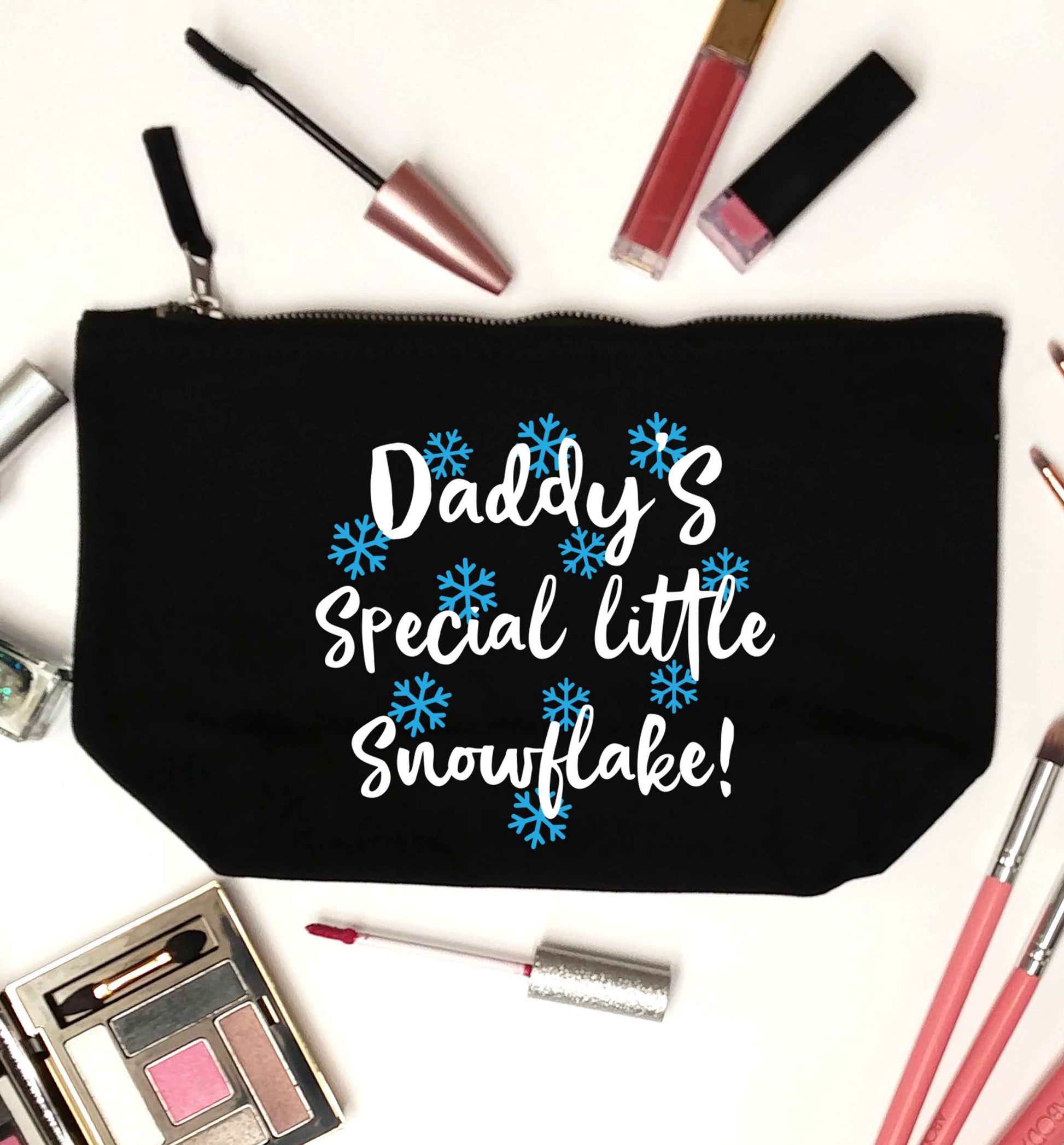 Daddy's special little snowflake black makeup bag
