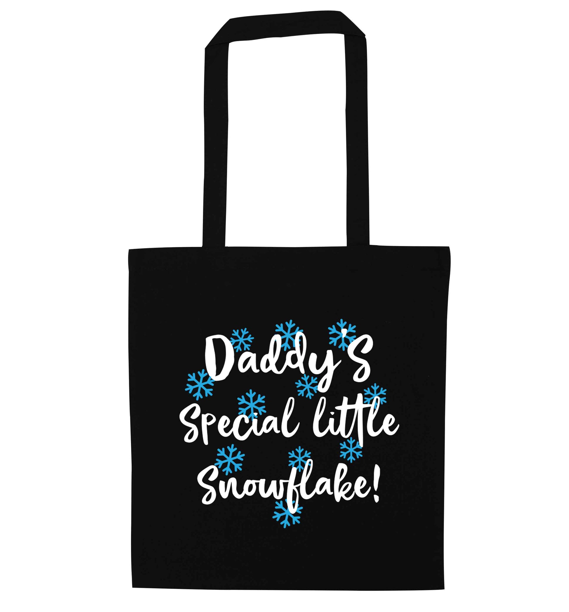 Daddy's special little snowflake black tote bag