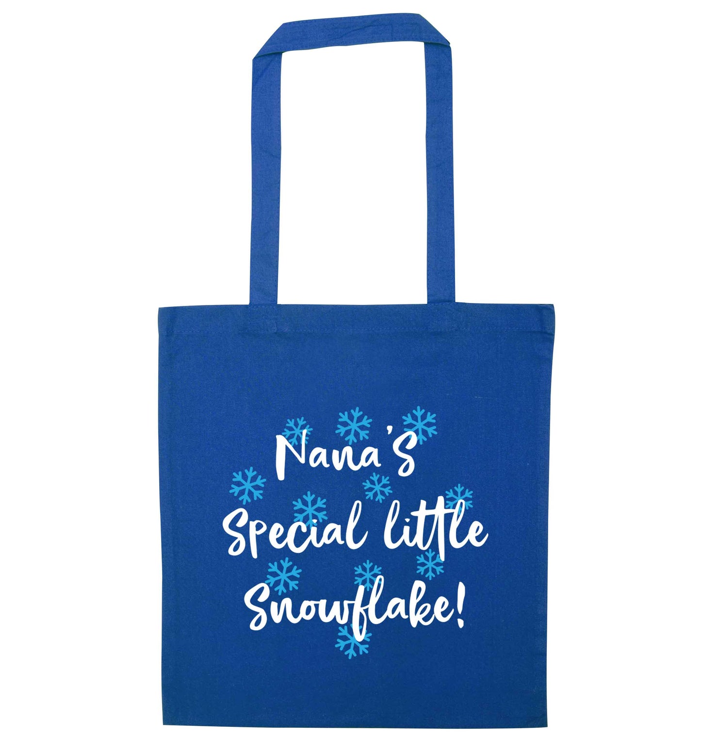 Nana's special little snowflake blue tote bag