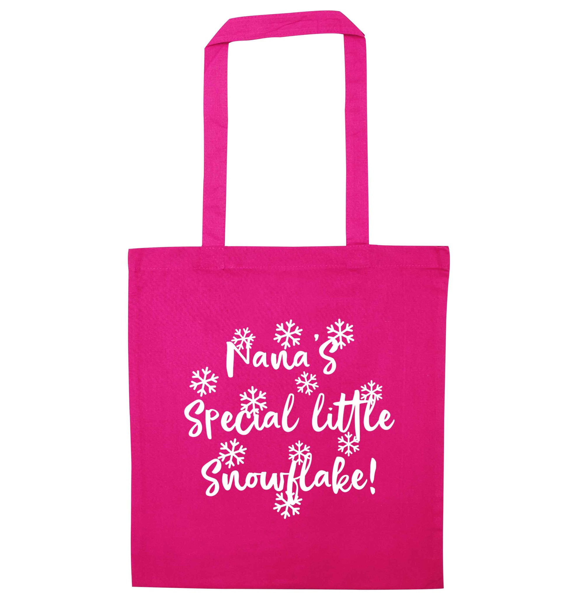 Nana's special little snowflake pink tote bag