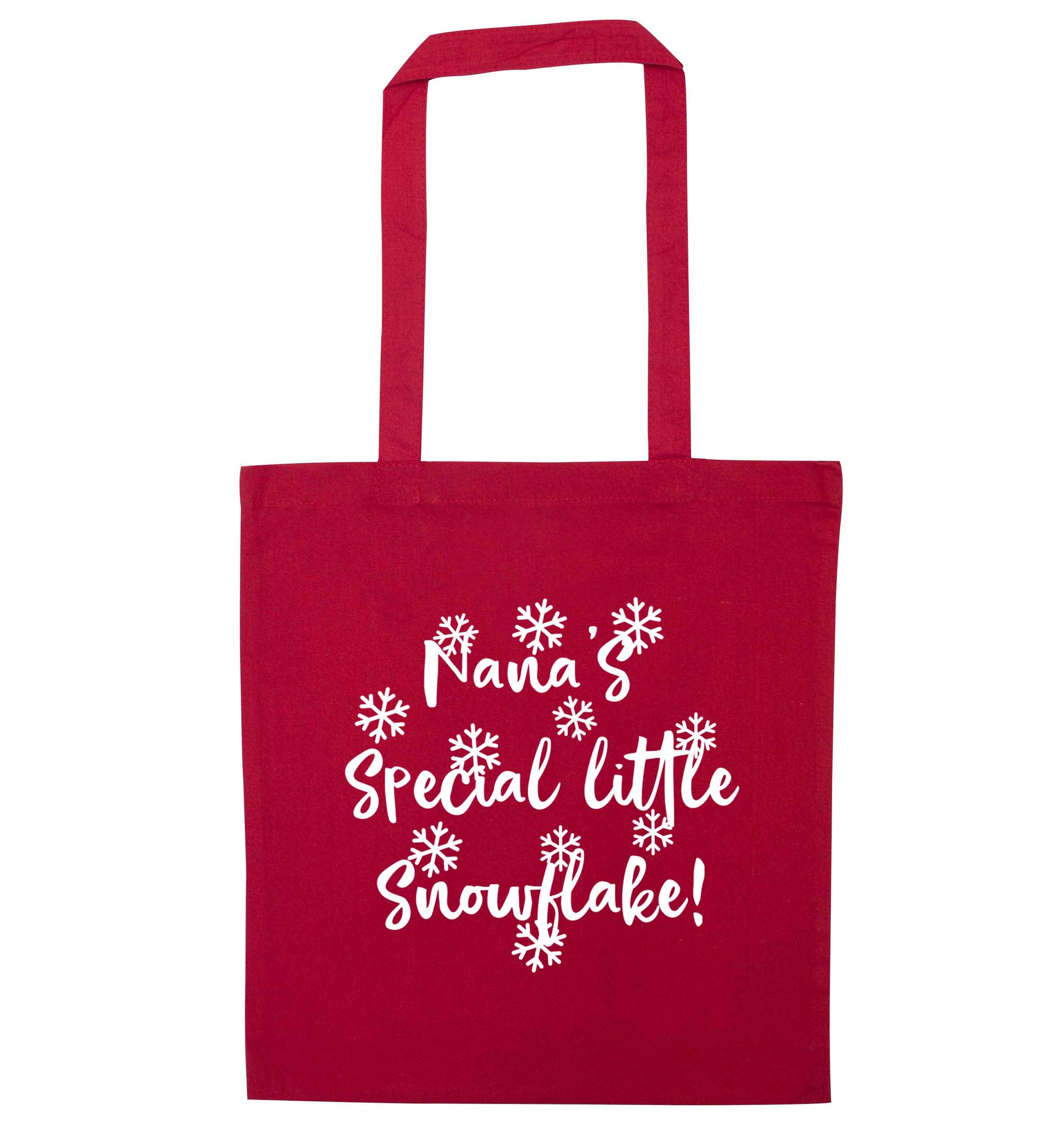 Nana's special little snowflake red tote bag