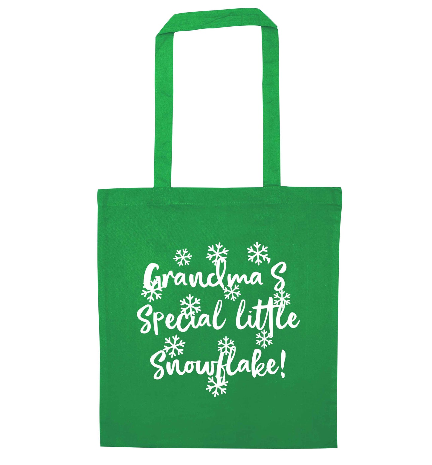 Grandma's special little snowflake green tote bag