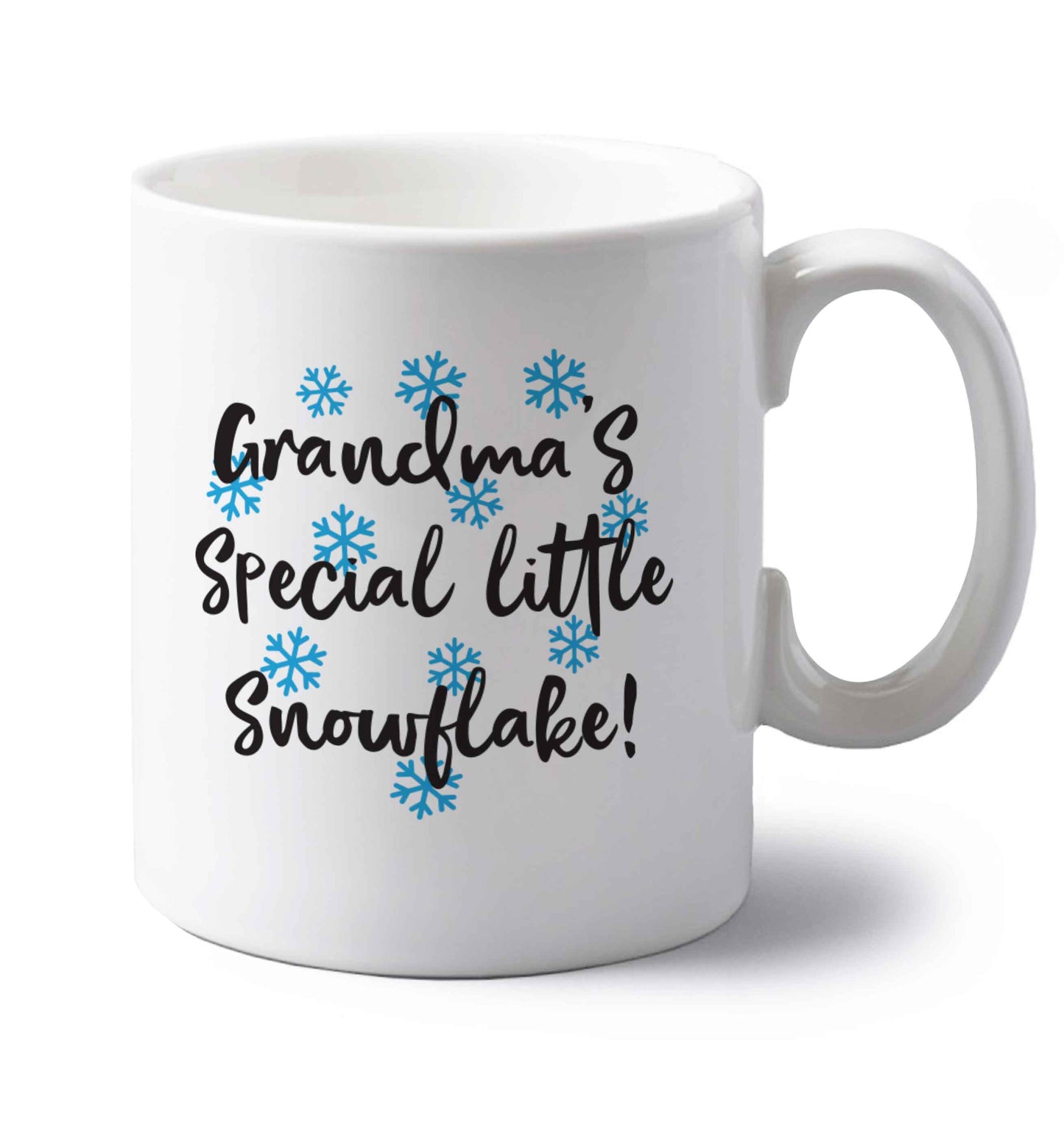 Grandma's special little snowflake left handed white ceramic mug 