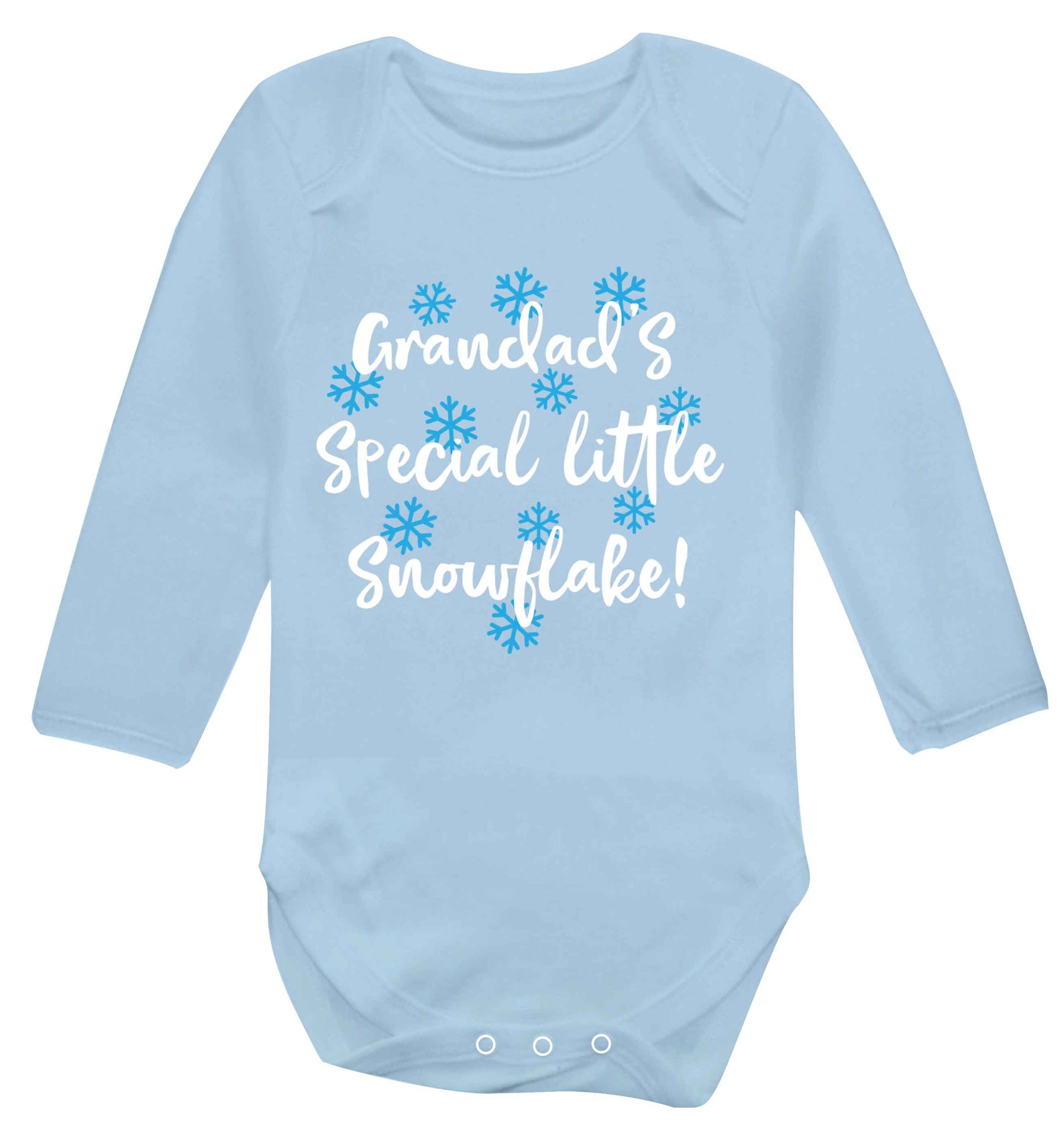 Grandad's special little snowflake Baby Vest long sleeved pale blue 6-12 months