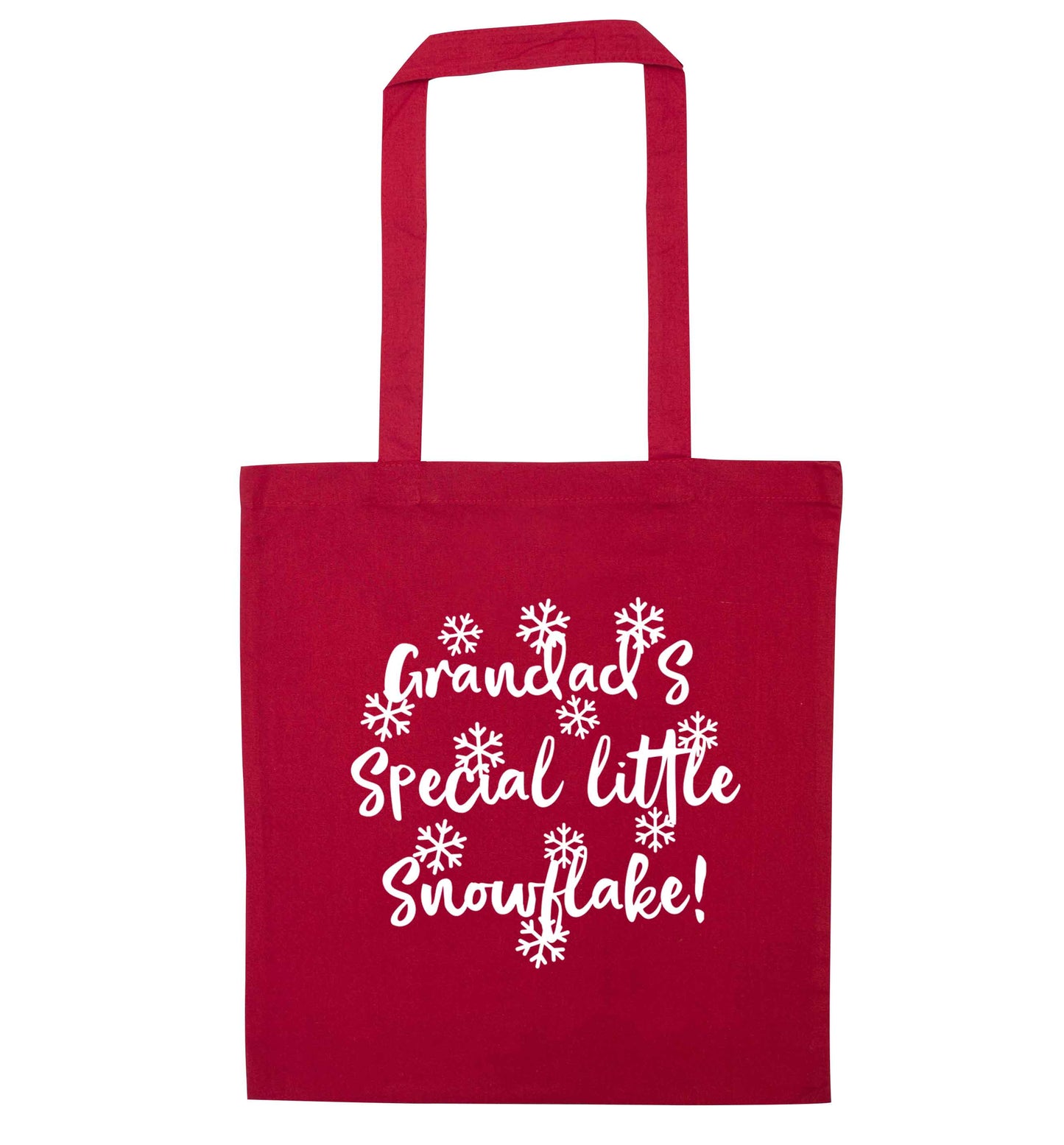 Grandad's special little snowflake red tote bag