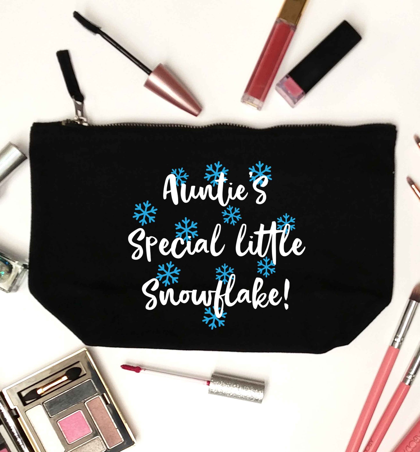 Auntie's special little snowflake black makeup bag