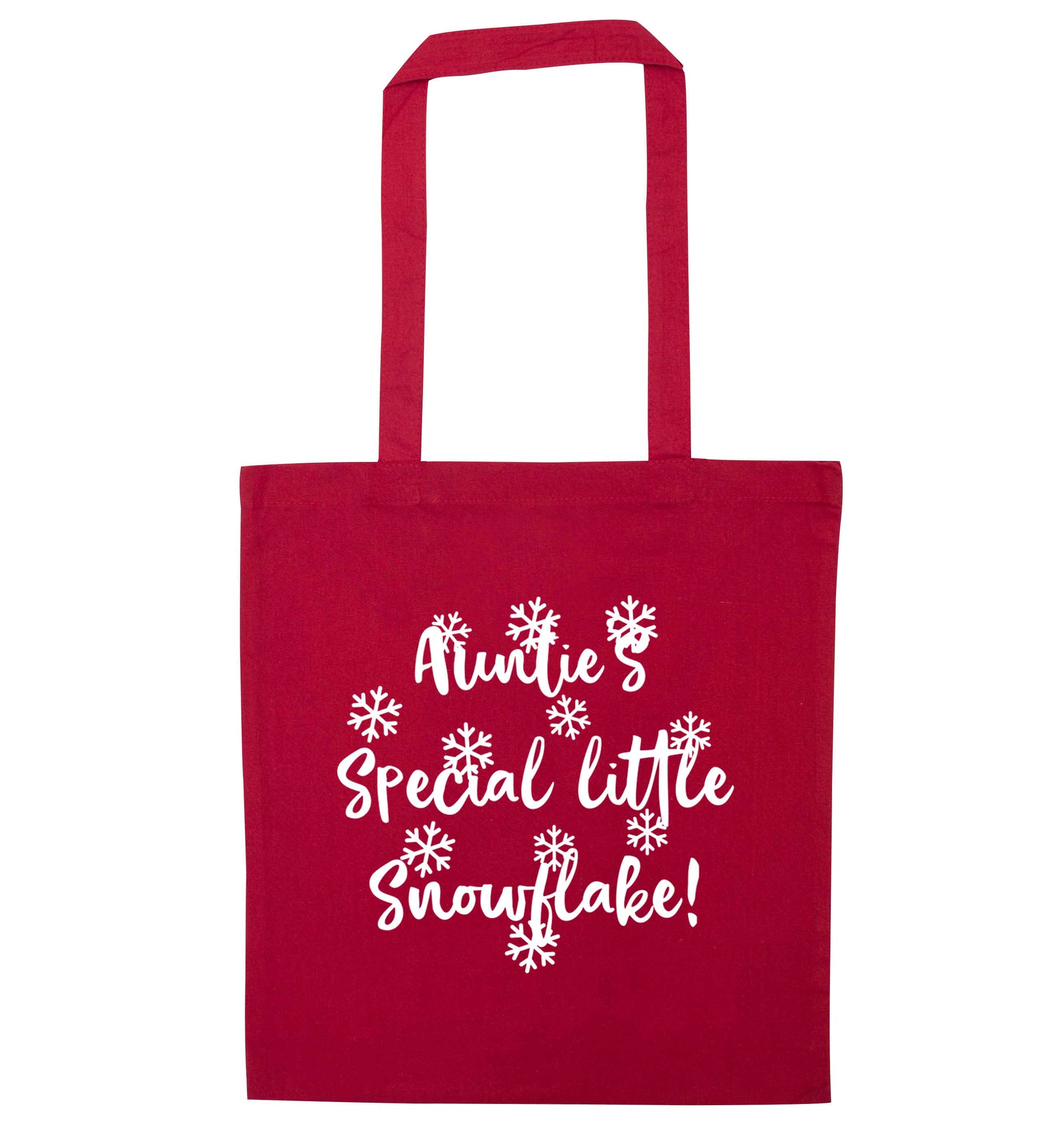 Auntie's special little snowflake red tote bag