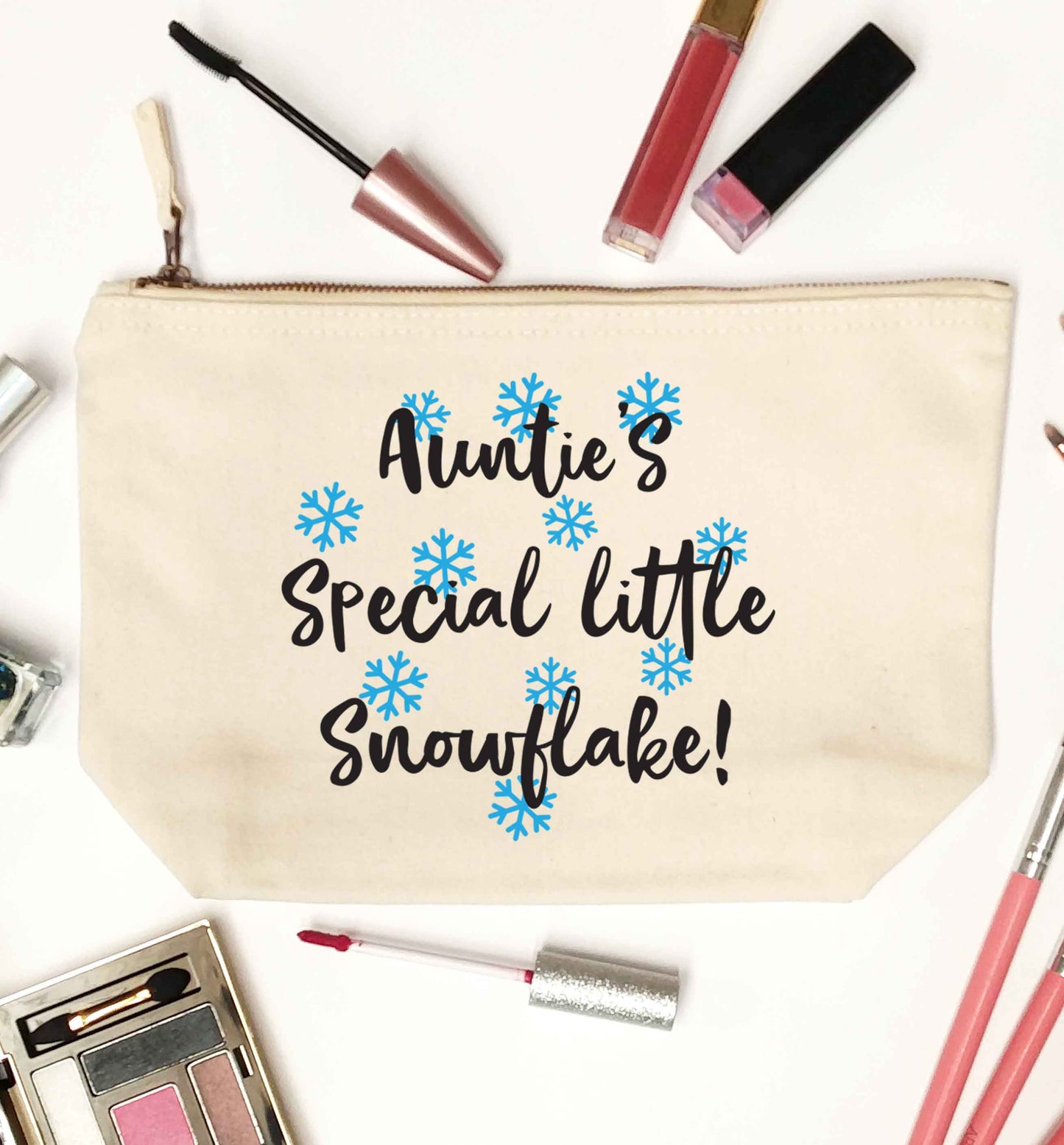 Auntie's special little snowflake natural makeup bag