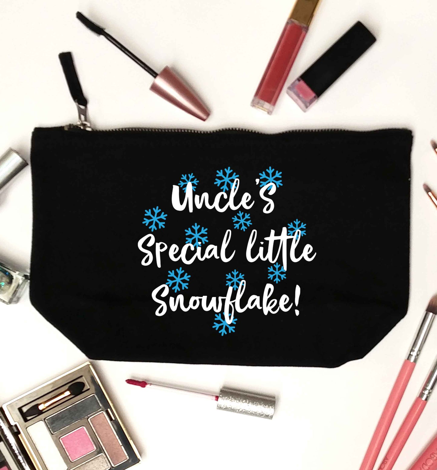 Uncle's special little snowflake black makeup bag