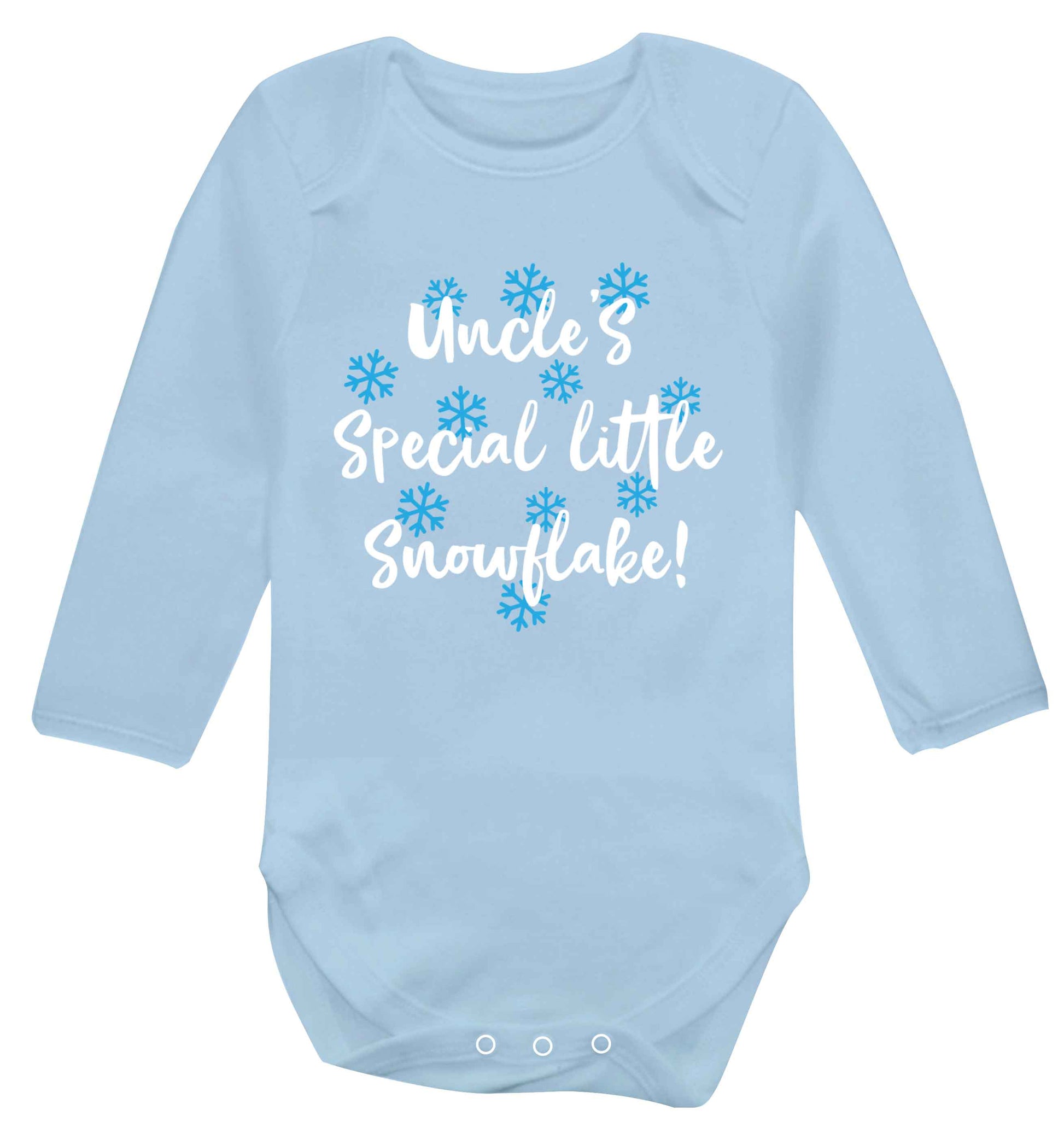 Uncle's special little snowflake Baby Vest long sleeved pale blue 6-12 months