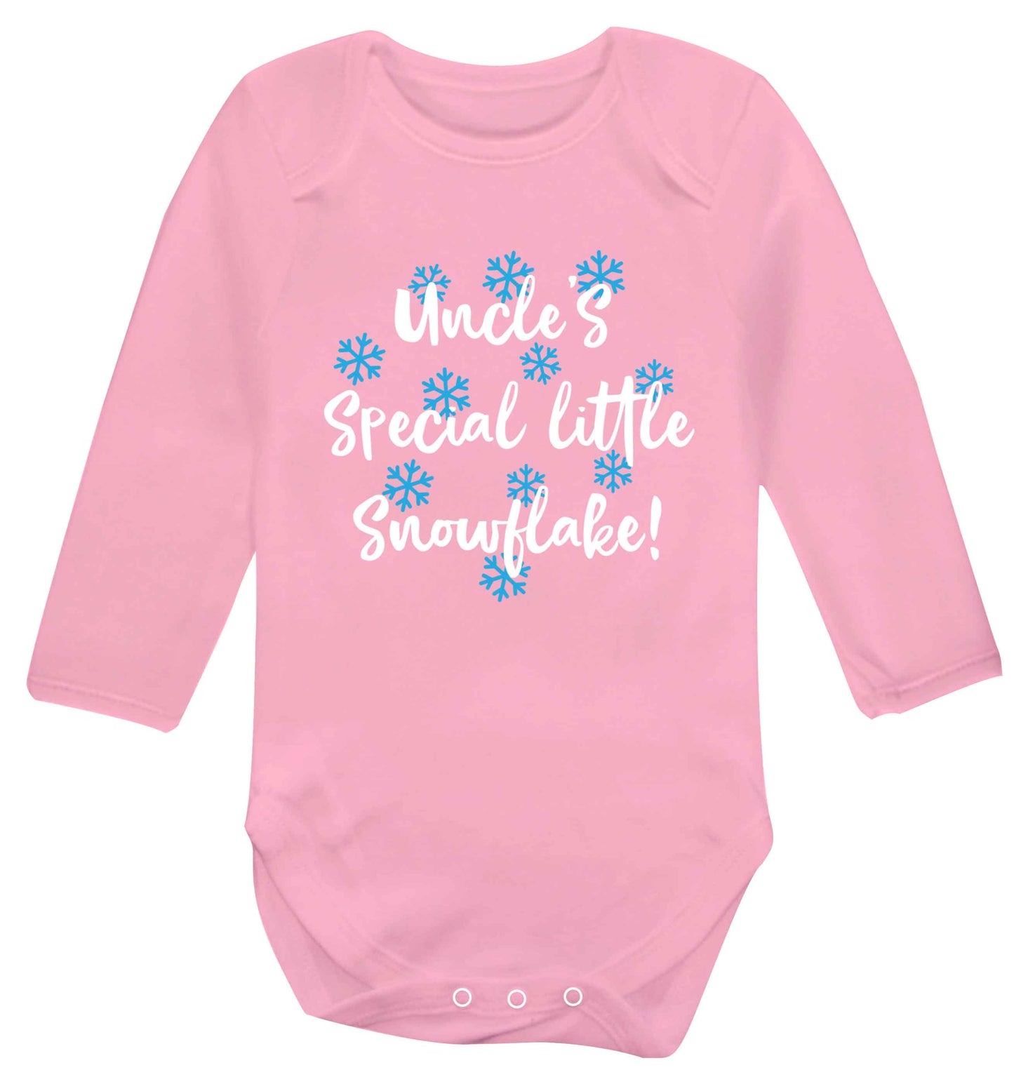 Uncle's special little snowflake Baby Vest long sleeved pale pink 6-12 months