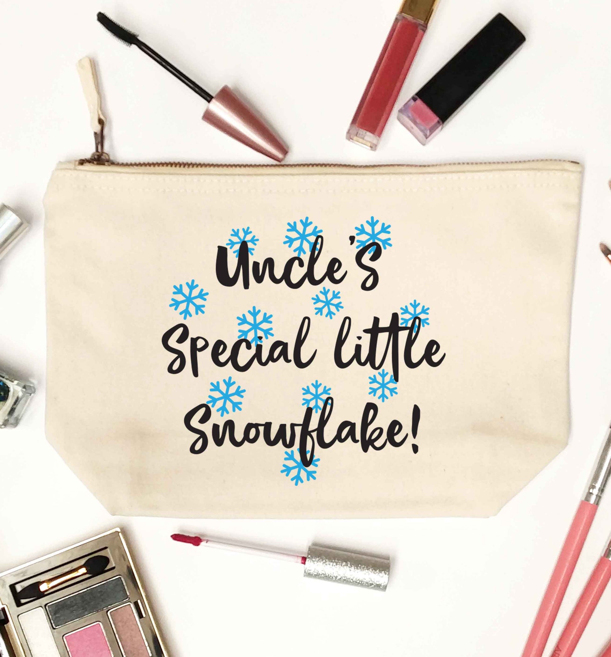 Uncle's special little snowflake natural makeup bag
