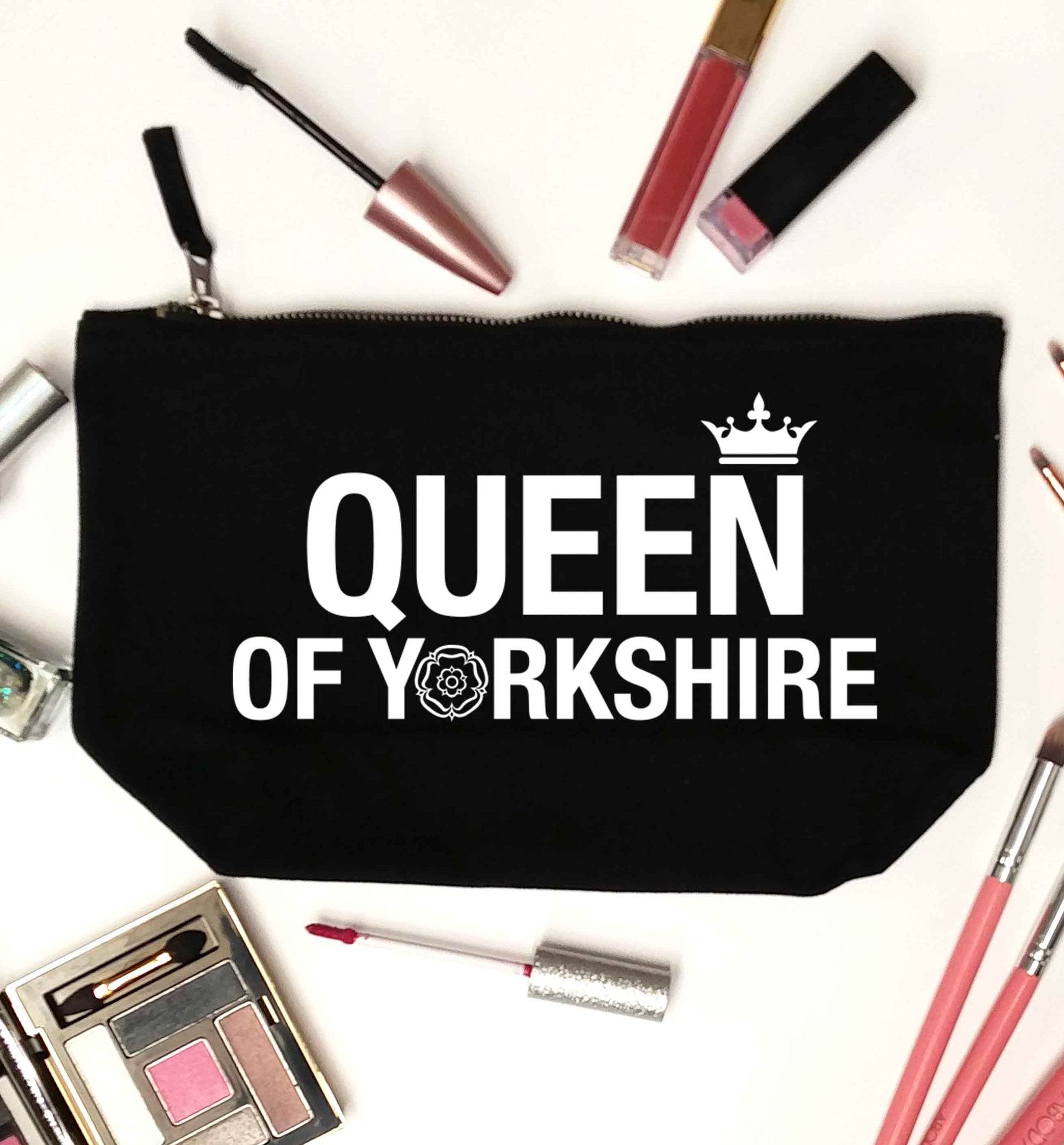 Queen of Yorkshire black makeup bag
