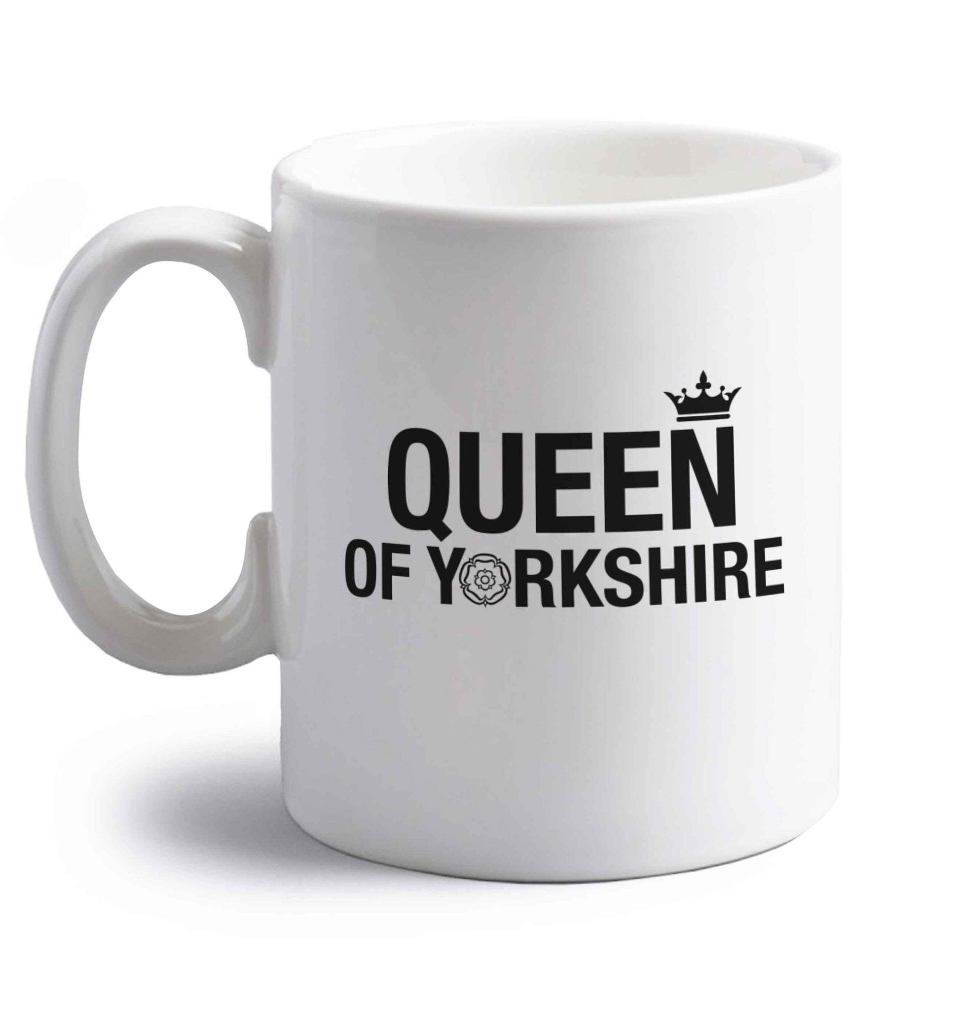 Queen of Yorkshire right handed white ceramic mug 