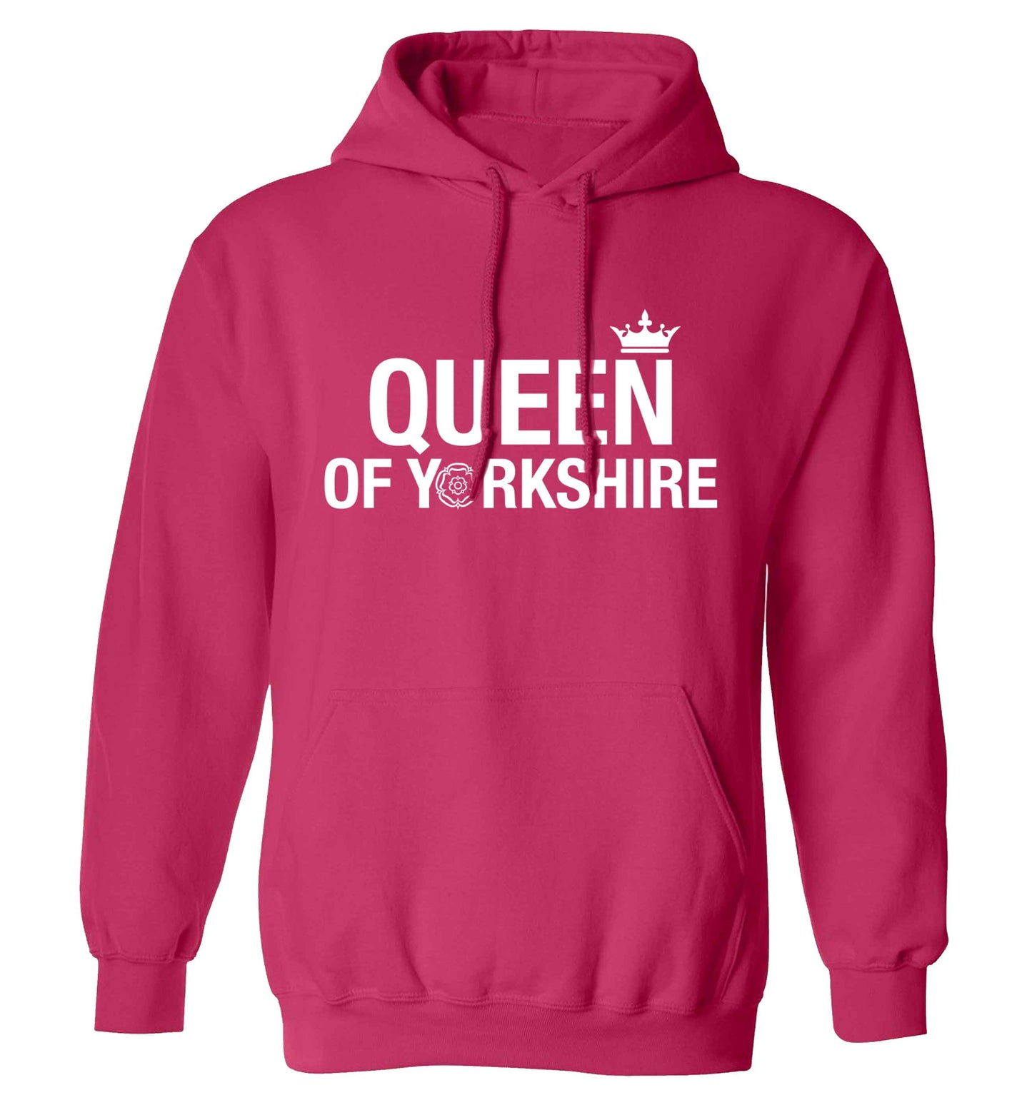 Queen of Yorkshire adults unisex pink hoodie 2XL